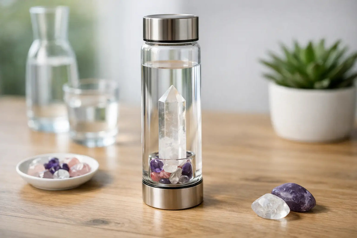 Edelstein Wasserflasche richtig verwenden