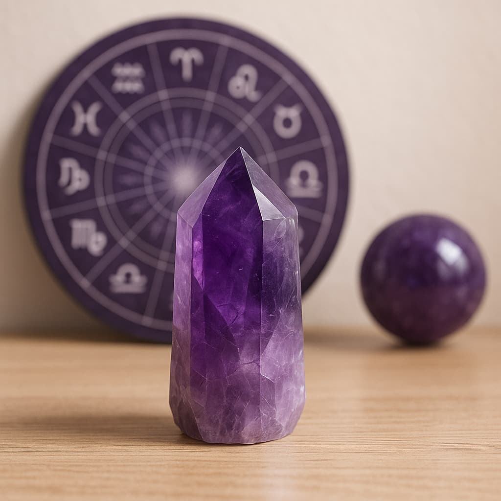 Violetter Amethyst-Kristall, Sternzeichen-Begleiter mit natürlicher Energie