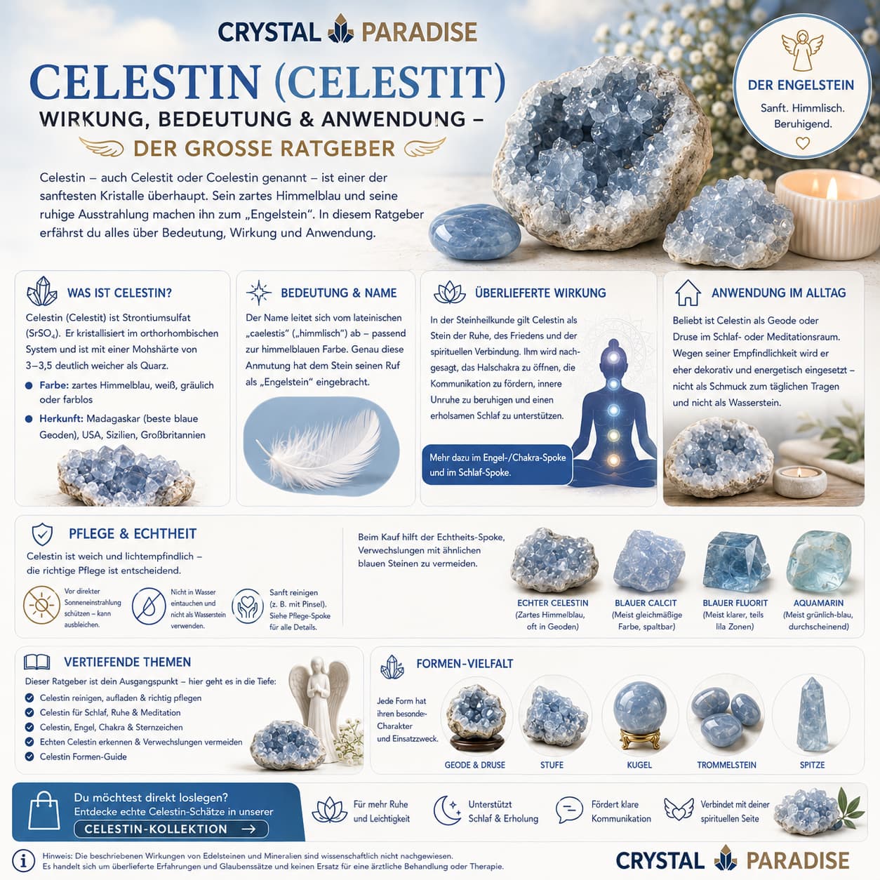 Celestin (Celestit): Wirkung, Bedeutung & Anwendung