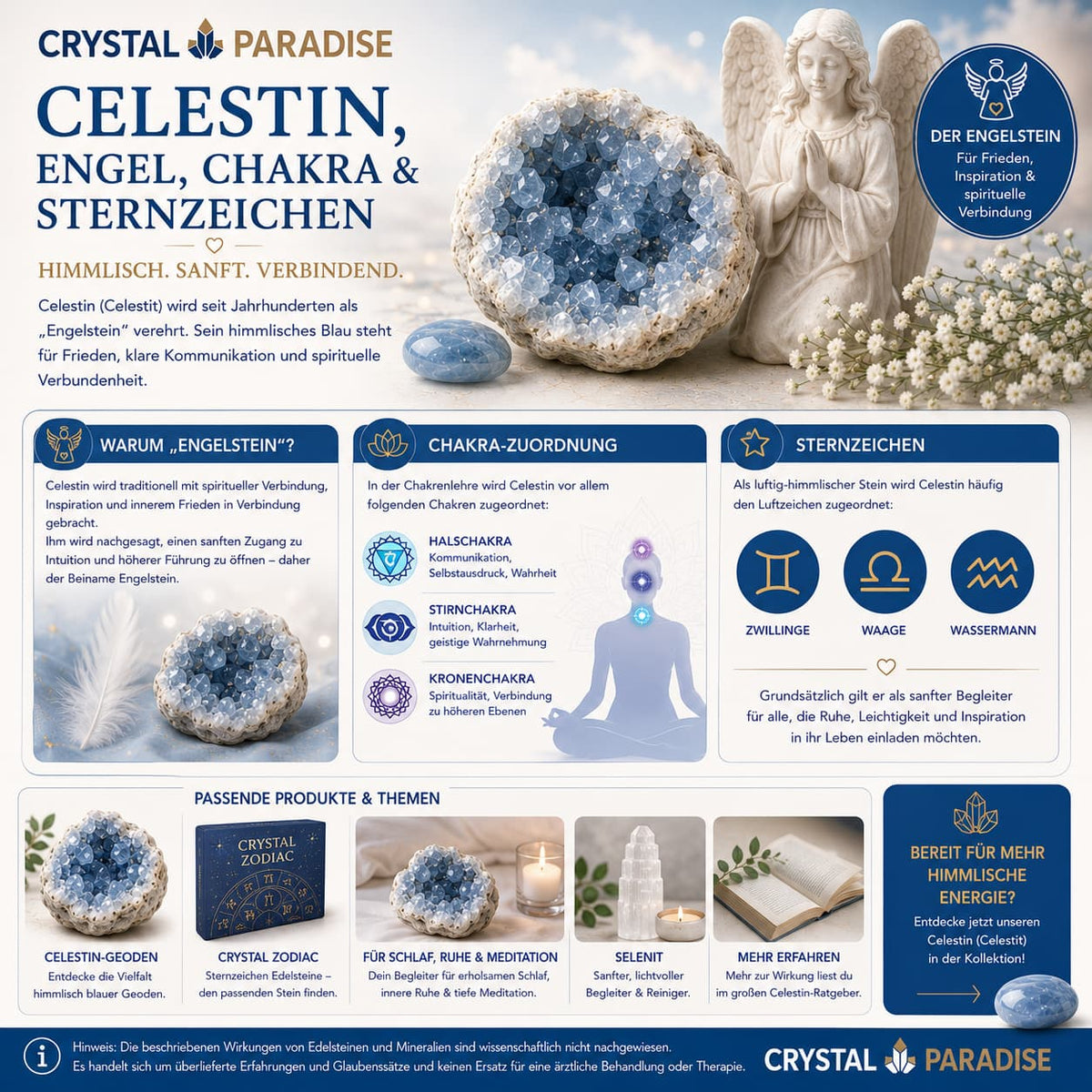 Celestin Druse mit Chakra- und Engelbezug – Celestin Wirkung Chakra
