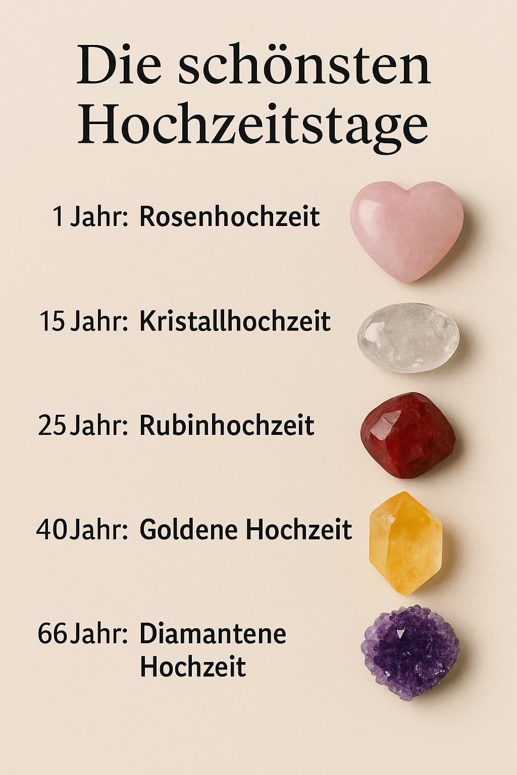 Kristalle und Edelsteine als Geschenkideen zum Hochzeitsjubiläum