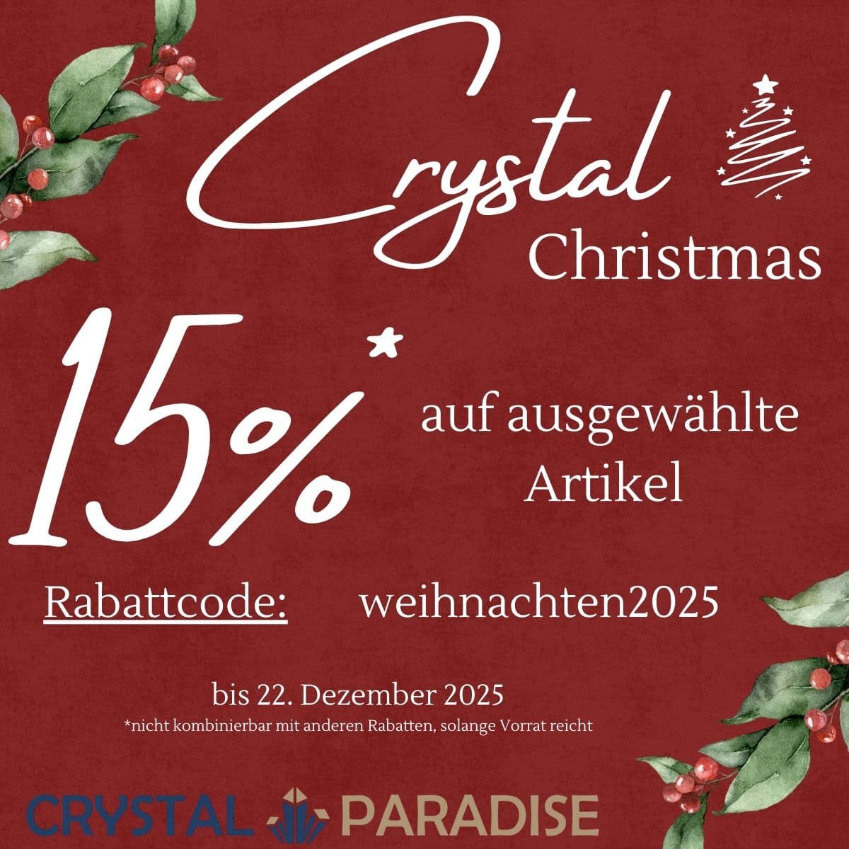 Glitzernde Heilsteine in warmes Weihnachtslicht getaucht – festliche Kristalle für die Adventszeit