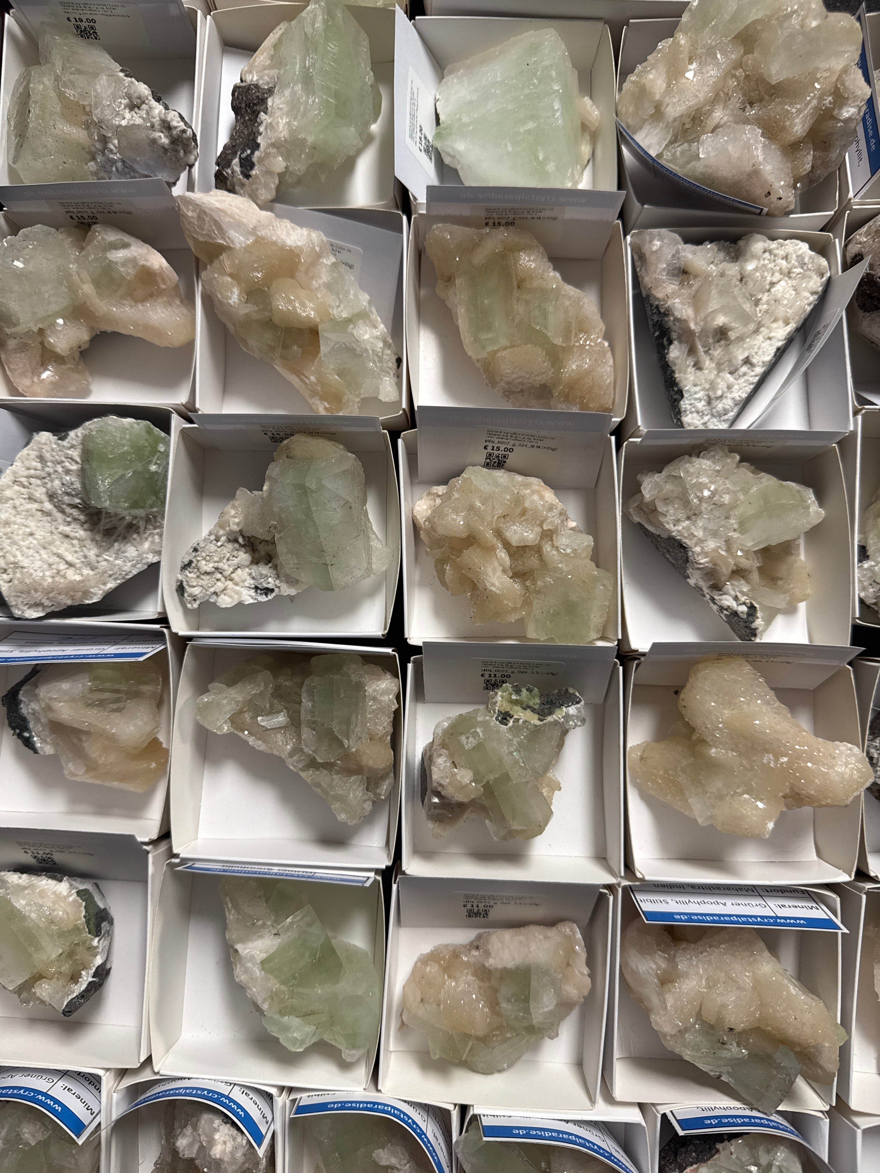 Grüner Apophyllit mit Stilbit Cluster aus Indien - verschiedene Größen (1 Stück) - crystal paradise