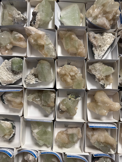 Grüner Apophyllit mit Stilbit Cluster aus Indien - verschiedene Größen (1 Stück) - crystal paradise
