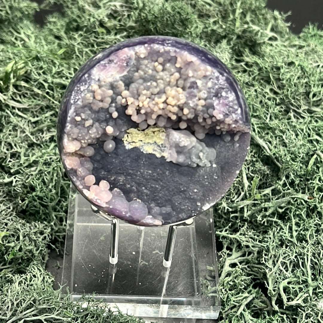 Deko: Trauben Achat Druzy Kugeln aus Indonesien (248g) - schöne violette Halbkugel