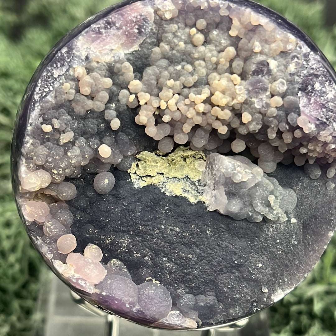 Deko: Trauben Achat Druzy Kugeln aus Indonesien (248g) - schöne violette Halbkugel