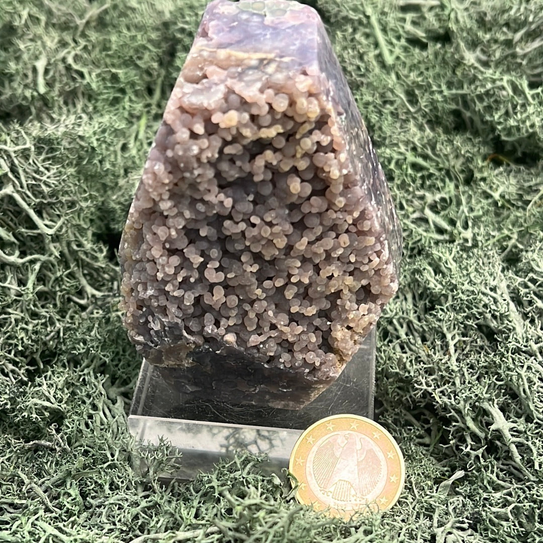 Trauben Achat Freeform aus Indonesien (253g) - schönes Violett in Obeliskenform - crystal paradise