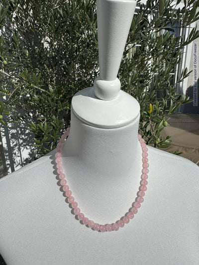 Kette aus Rosenquarz-Perlen 8 mm - verschiedene Längen - 1 Stück - crystal paradise