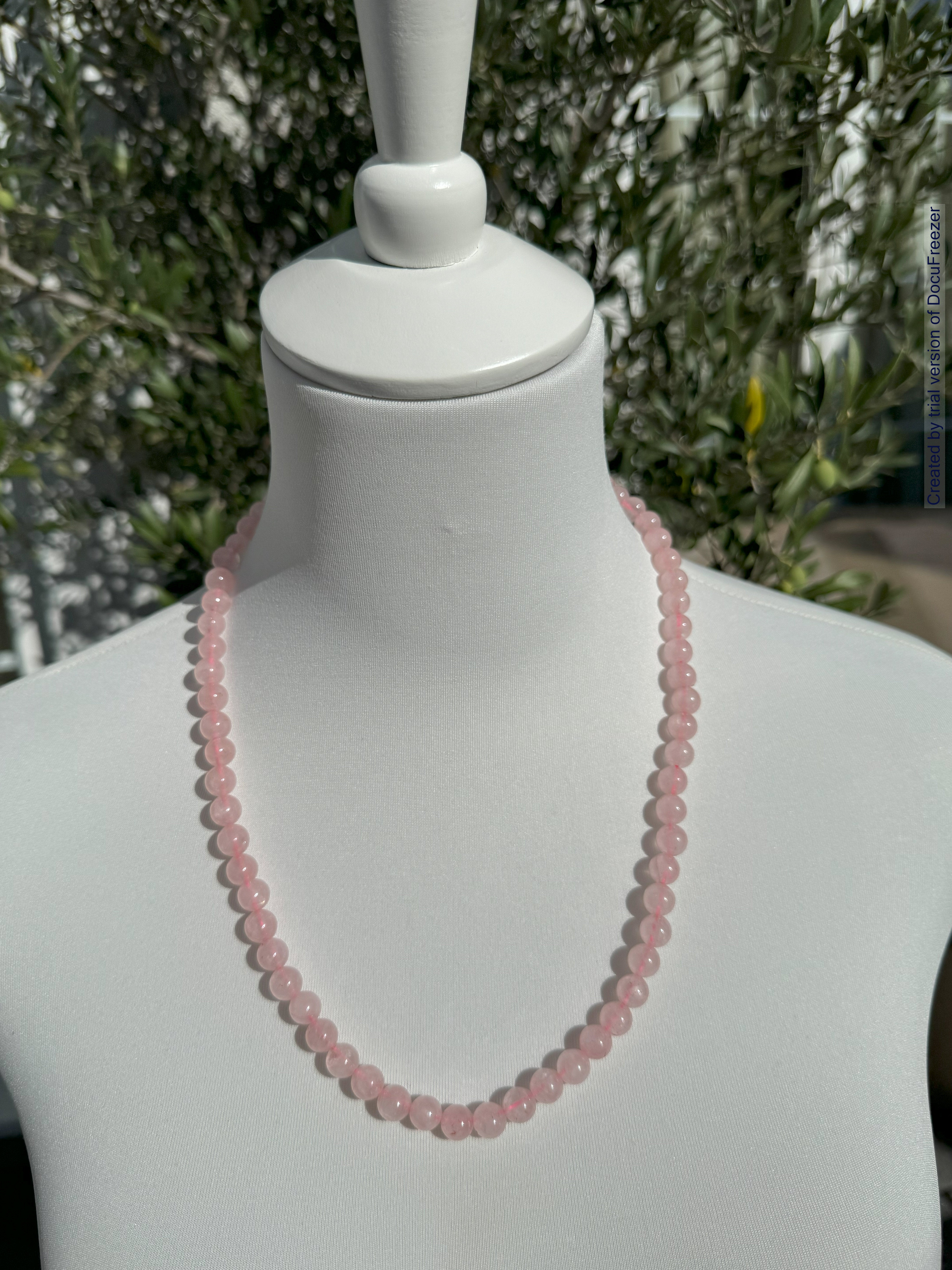 Kette aus Rosenquarz-Perlen 8 mm - verschiedene Längen - 1 Stück - crystal paradise