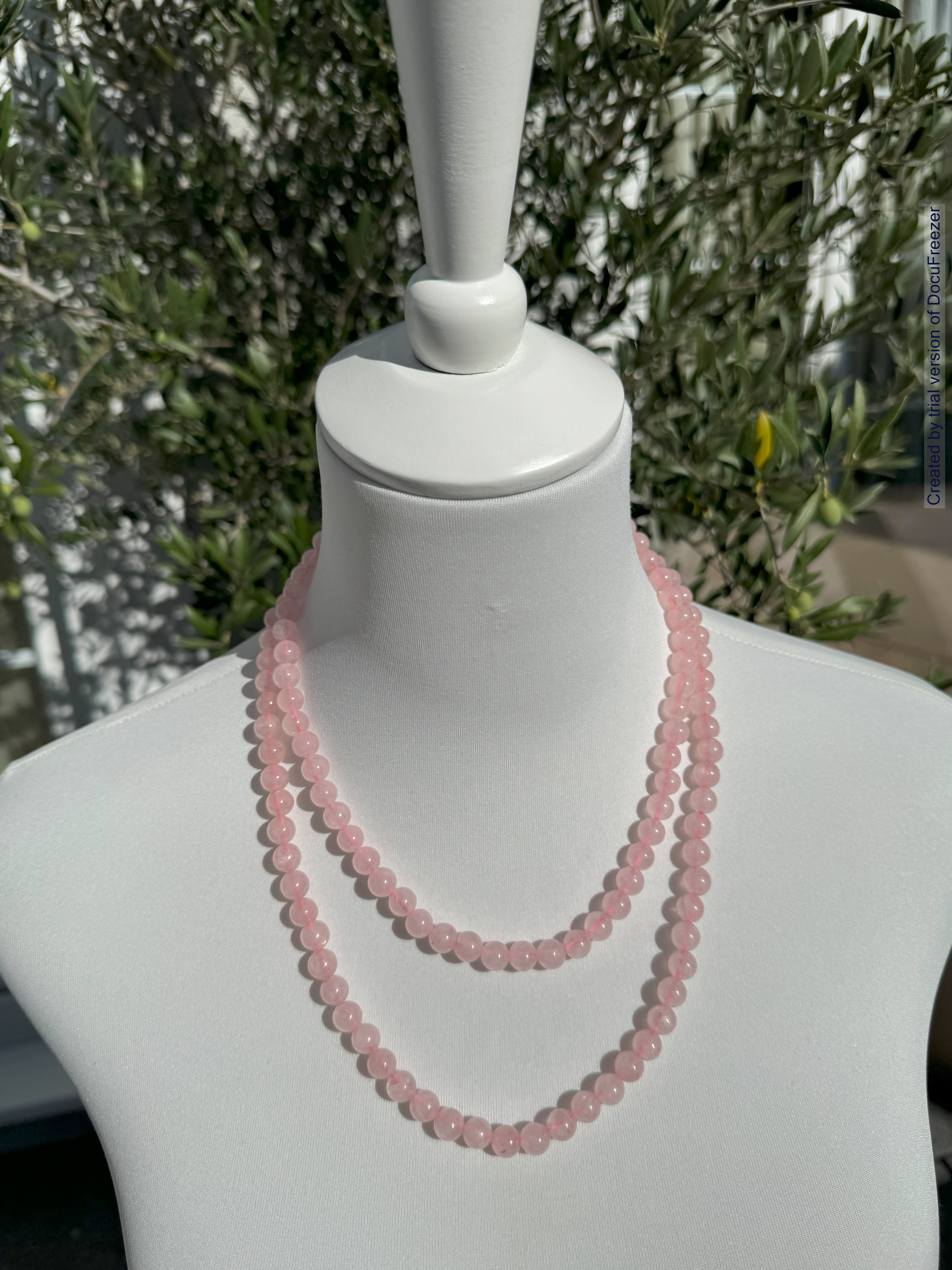 Kette aus Rosenquarz-Perlen 8 mm - verschiedene Längen - 1 Stück - crystal paradise