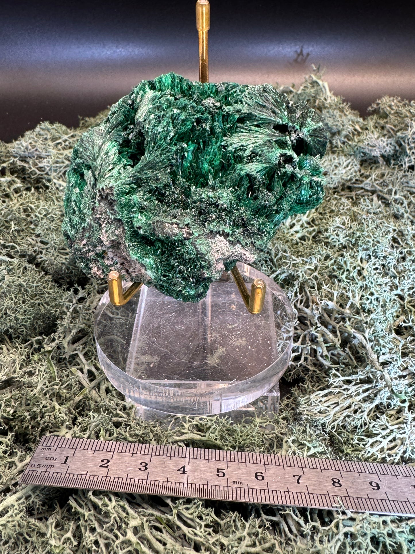 Malachit (fibrös) Handstufe aus dem Kongo (253g) - crystal paradise