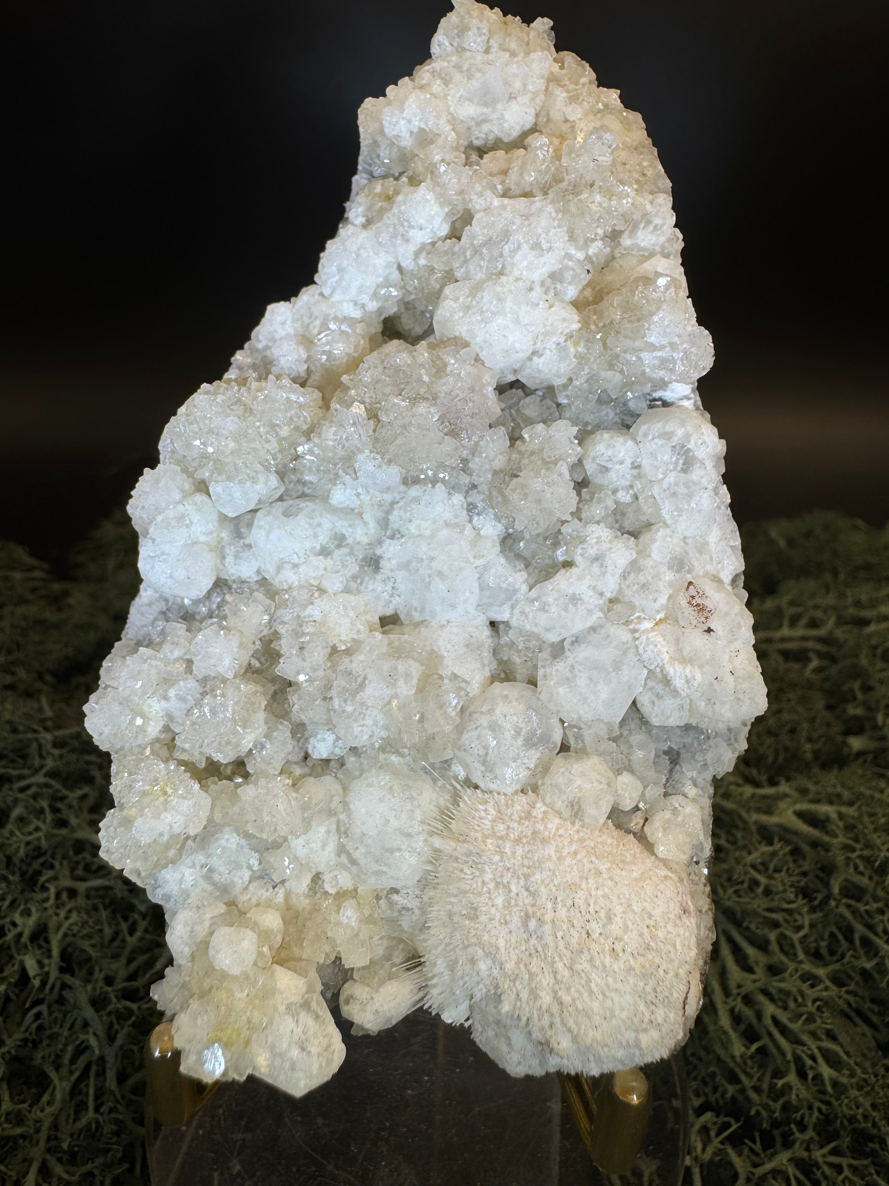 Okenit auf Apophyllit Cluster (Handstufe) aus Indien (212g) - sehr schöne Kristallbildung - crystal paradise