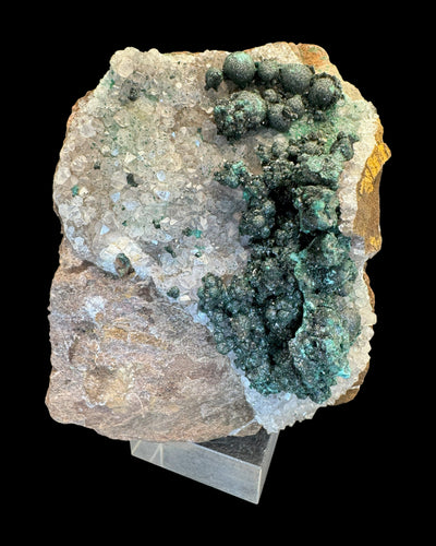 seltener kugeliger Malachit in Kongo Quarz 837g mit Dolomit Matrix aus Kambove