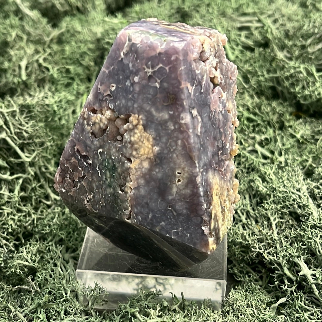Trauben Achat Freeform aus Indonesien (253g) - schönes Violett in Obeliskenform - crystal paradise