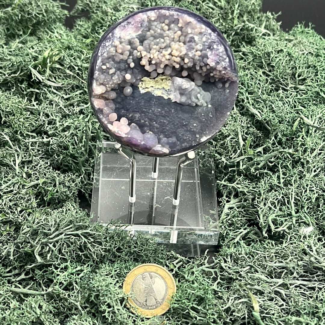 Deko: Trauben Achat Druzy Kugeln aus Indonesien (248g) - schöne violette Halbkugel