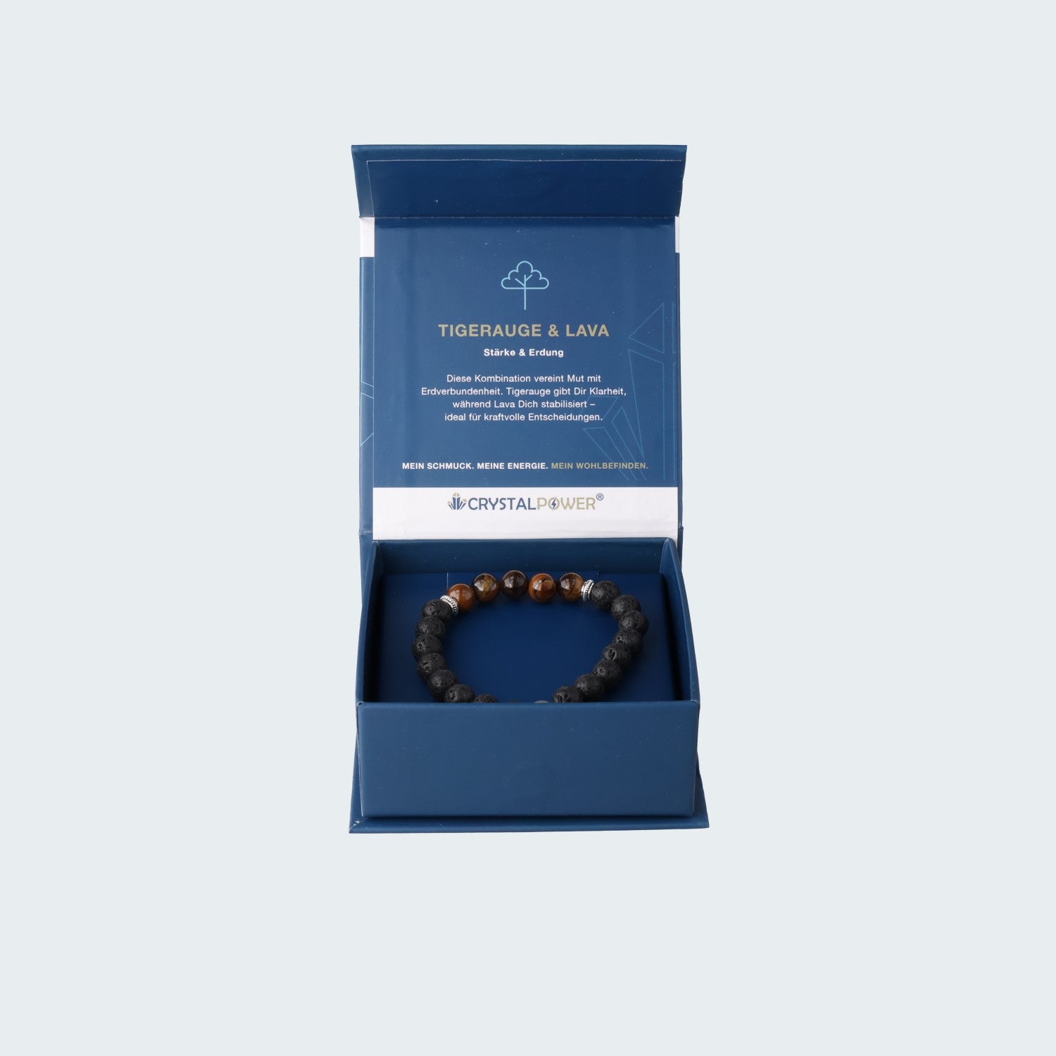 Tigerauge & Lava – Stärke & Erdung - Armband crystalpower® - crystal paradise