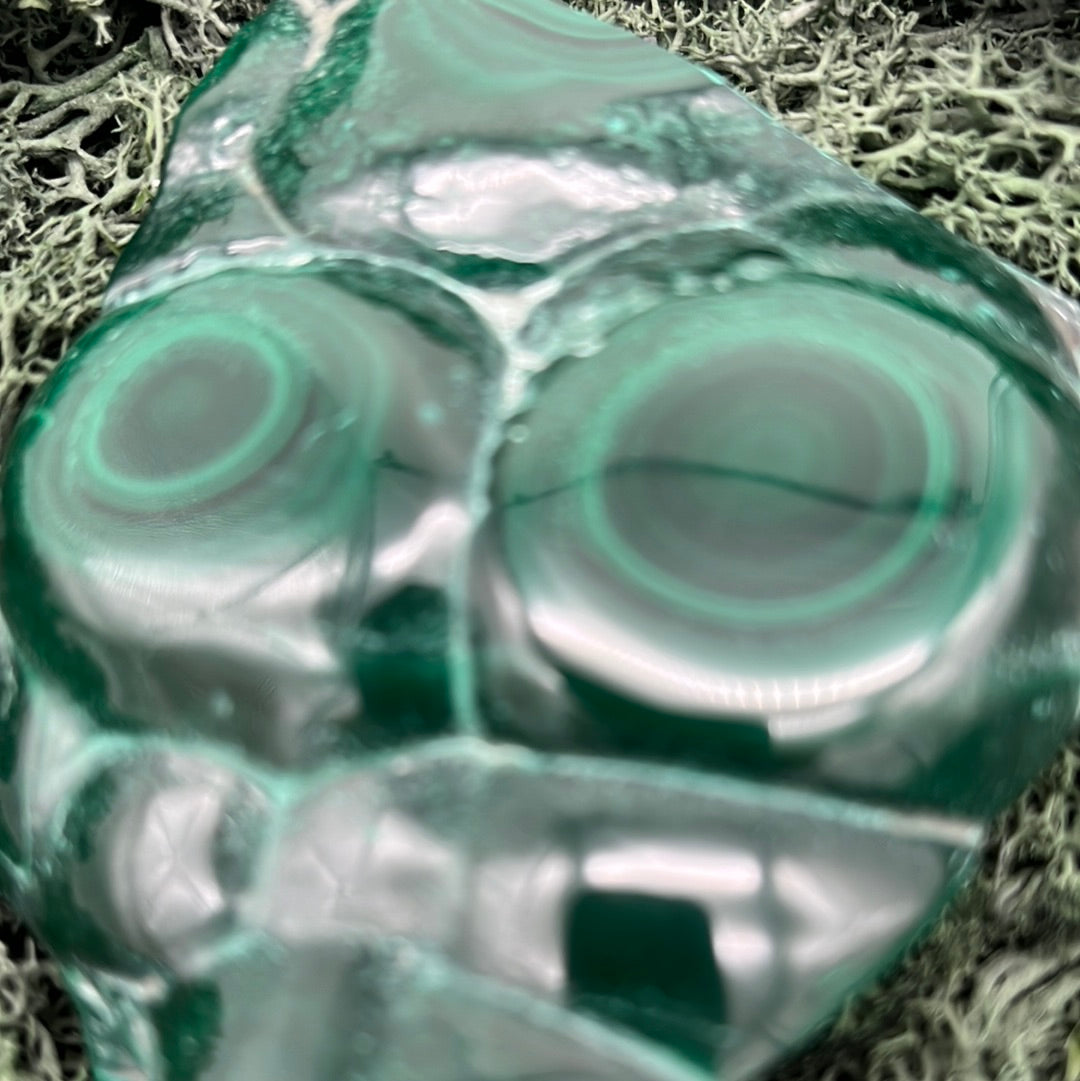 Malachit Handstufe poliert mit fantastische Musterung (307g) - crystal paradise