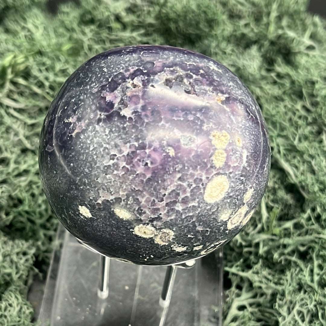 Deko: Trauben Achat Druzy Kugeln aus Indonesien (248g) - schöne violette Halbkugel