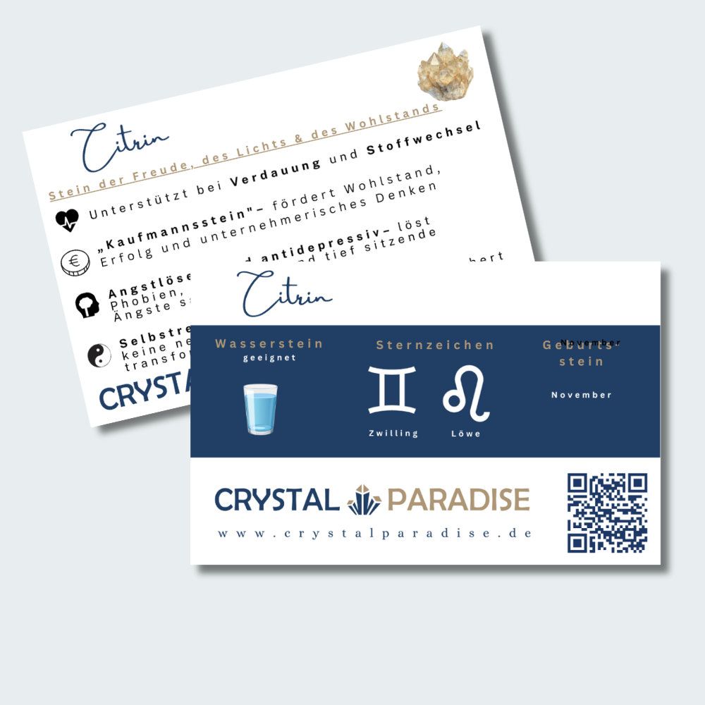 Citrin Mineralien Sammelkarte - crystal paradise