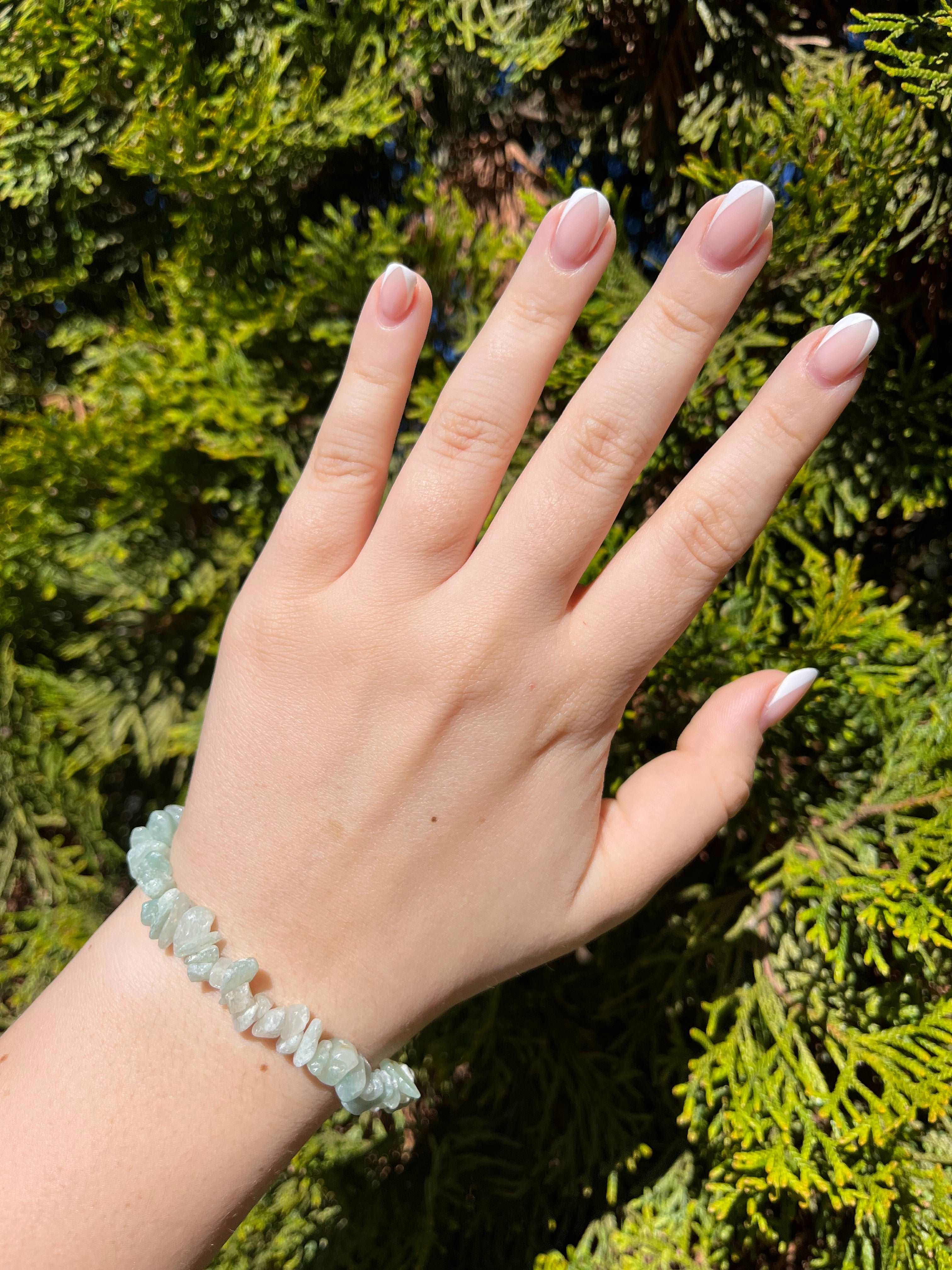 Armband aus Moosachat-Chipstone-Perlen - 10 Stück
