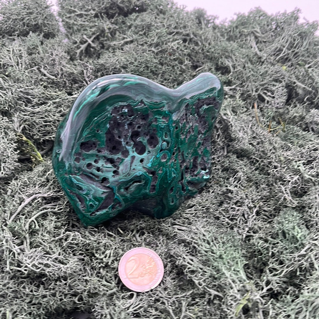 Malachit Großsstufe poliert mit fantastische Musterung (1038g) - crystal paradise