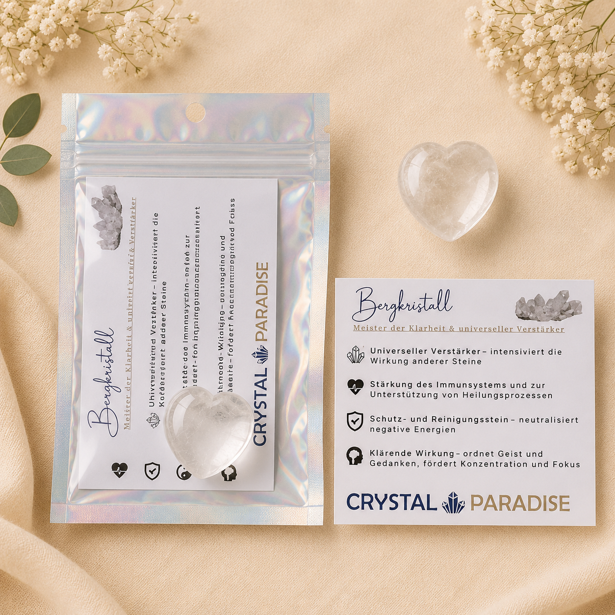 Gastgeschenk Hochzeit | Edelstein-Herz mit Karte & Säckchen