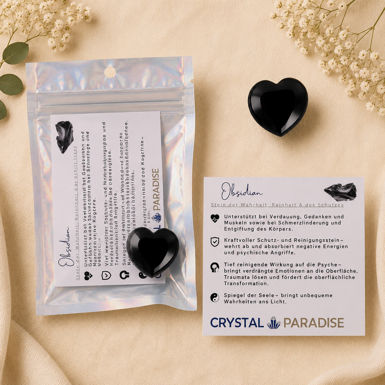 Gastgeschenk Hochzeit | Edelstein-Herz mit Karte & Säckchen