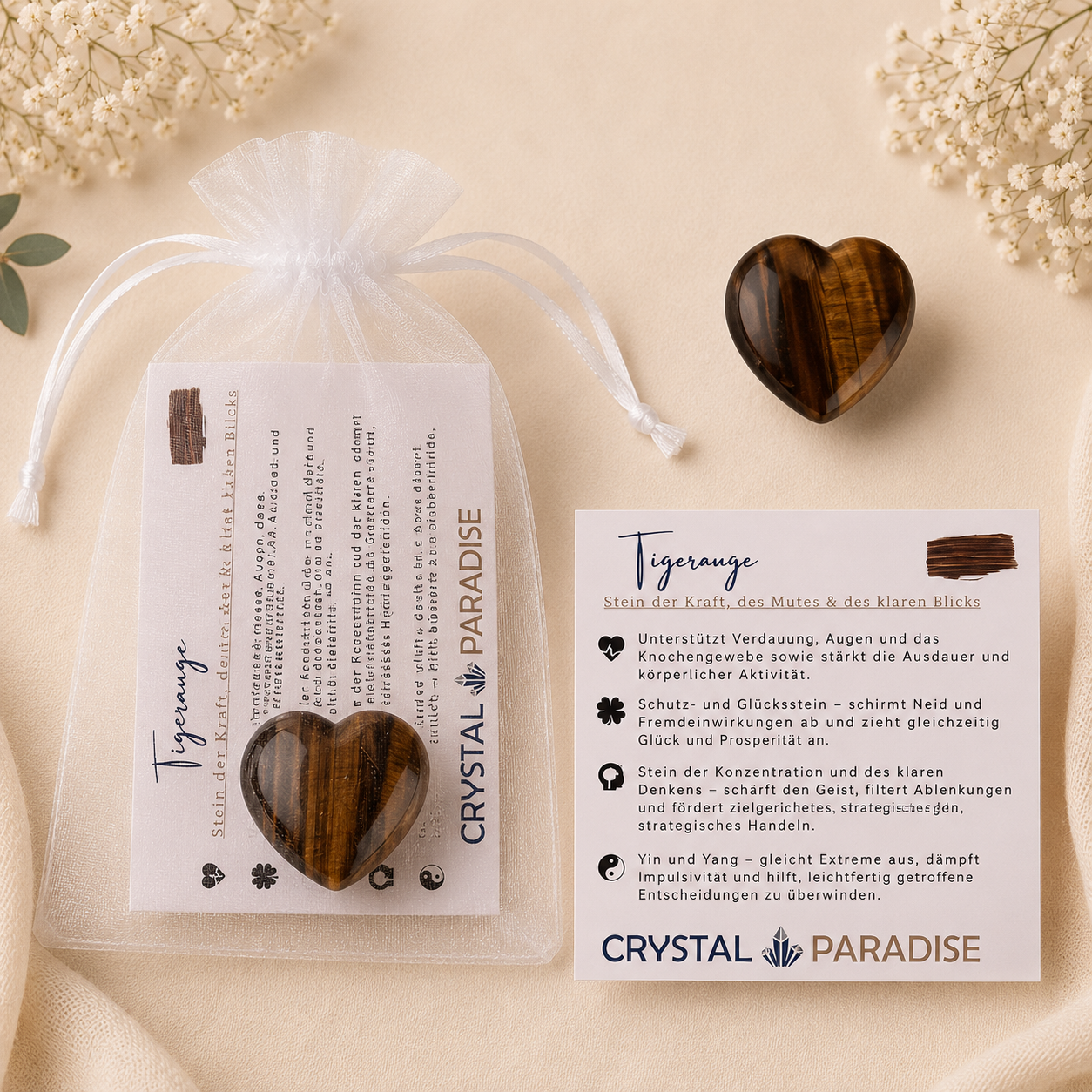Gastgeschenk Hochzeit | Edelstein-Herz mit Karte & Säckchen
