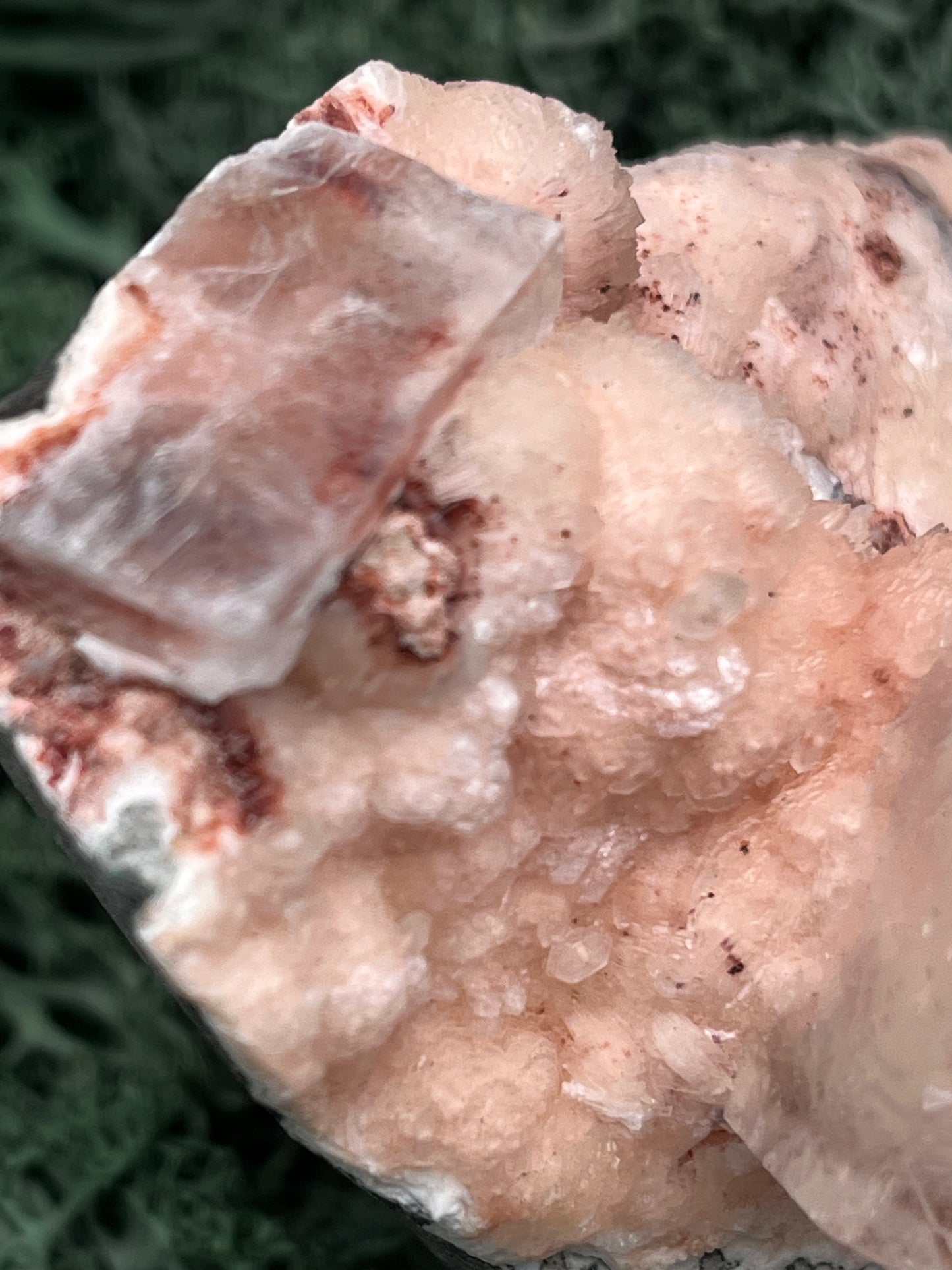 Apophyllit Stilbit Cluster aus Indien (375g)- große Würfelkristalle und rosa Stilbitüberzug - crystal paradise