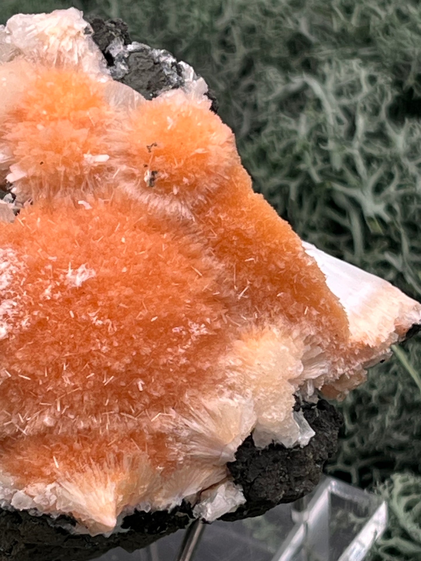 Thomsonit aus Indien (273g) - Handstufe - leuchtend orange Farbe, mehrere schöne Kugelbildungen auf Muttergestein - crystal paradise