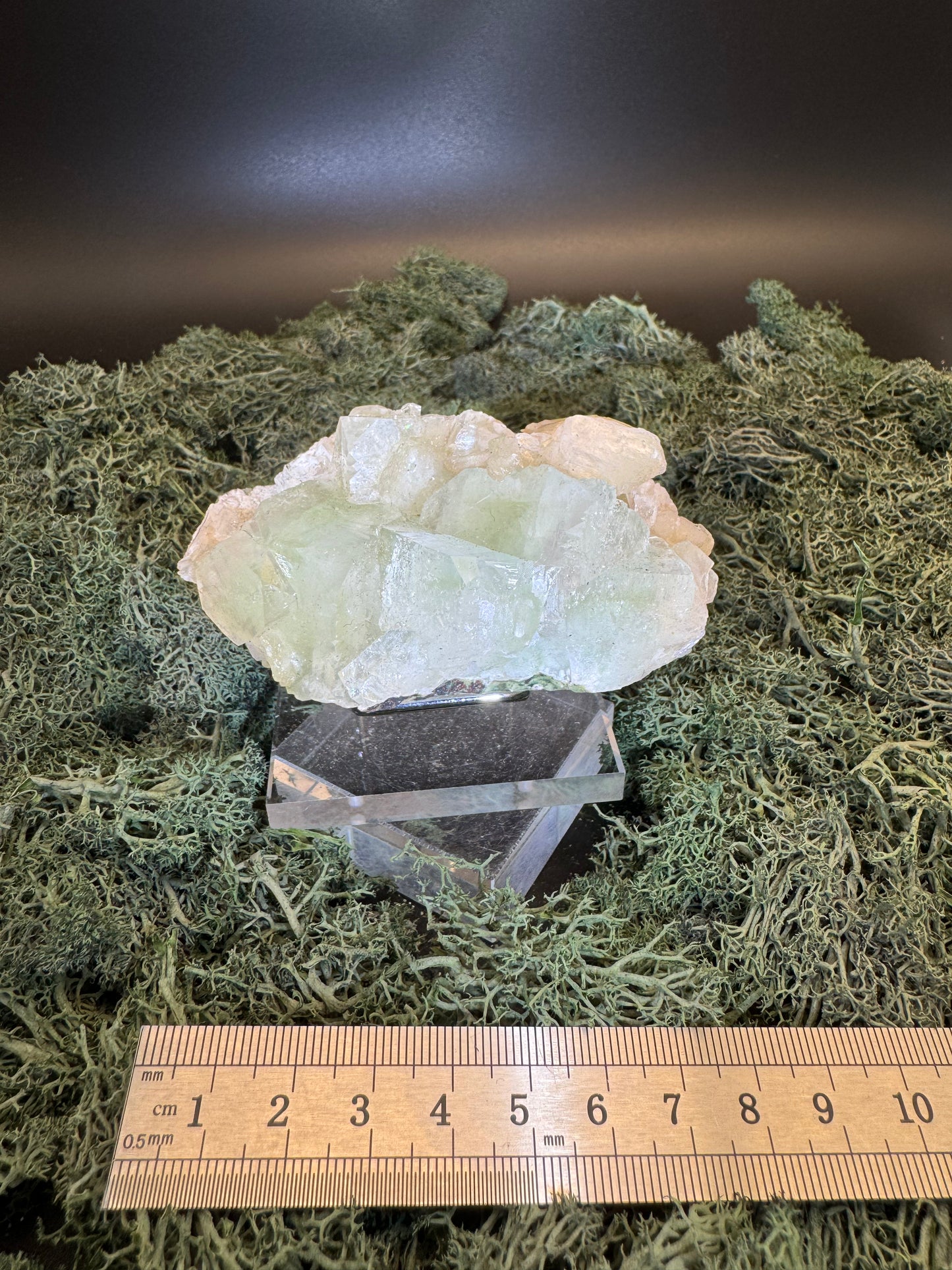 Grüner Apophyllit mit Stilbit Cluster aus Maharashtra, Nashik pune, Indien (231g) - große Kristalle