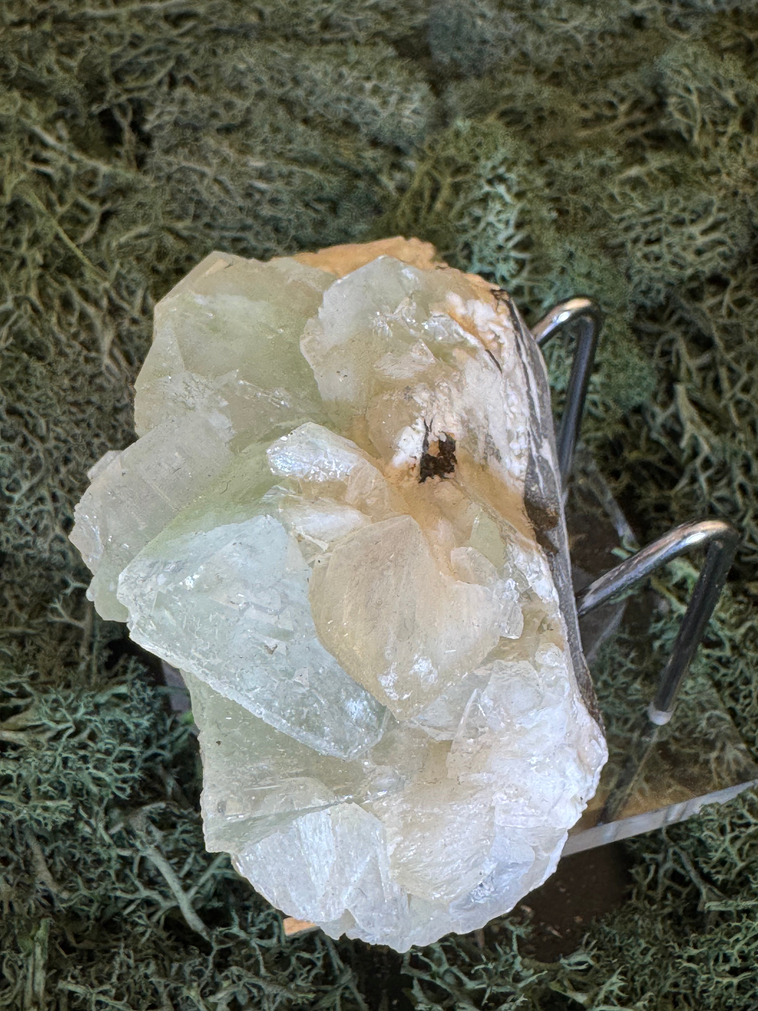 Grüner Apophyllit mit Stilbit Cluster aus Maharashtra, Nashik pune, Indien (231g) - große Kristalle - crystal paradise