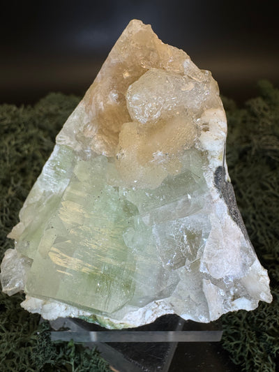 Grüner Apophyllit mit Stilbit Cluster aus Maharashtra, Nashik pune, Indien (219g) - crystal paradise