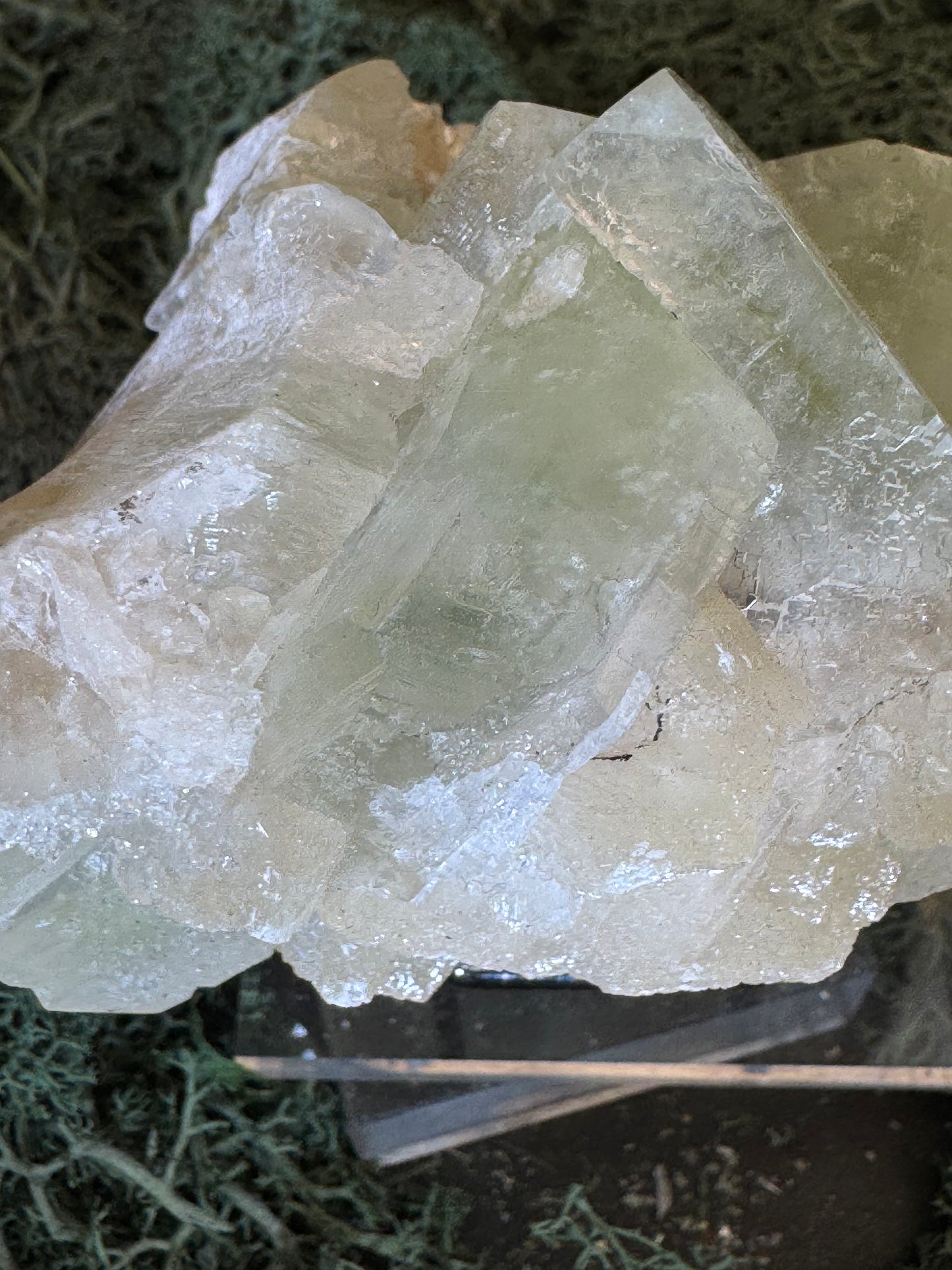 Grüner Apophyllit mit Stilbit Cluster aus Maharashtra, Nashik pune, Indien (337g) - große grüne Würfel - crystal paradise