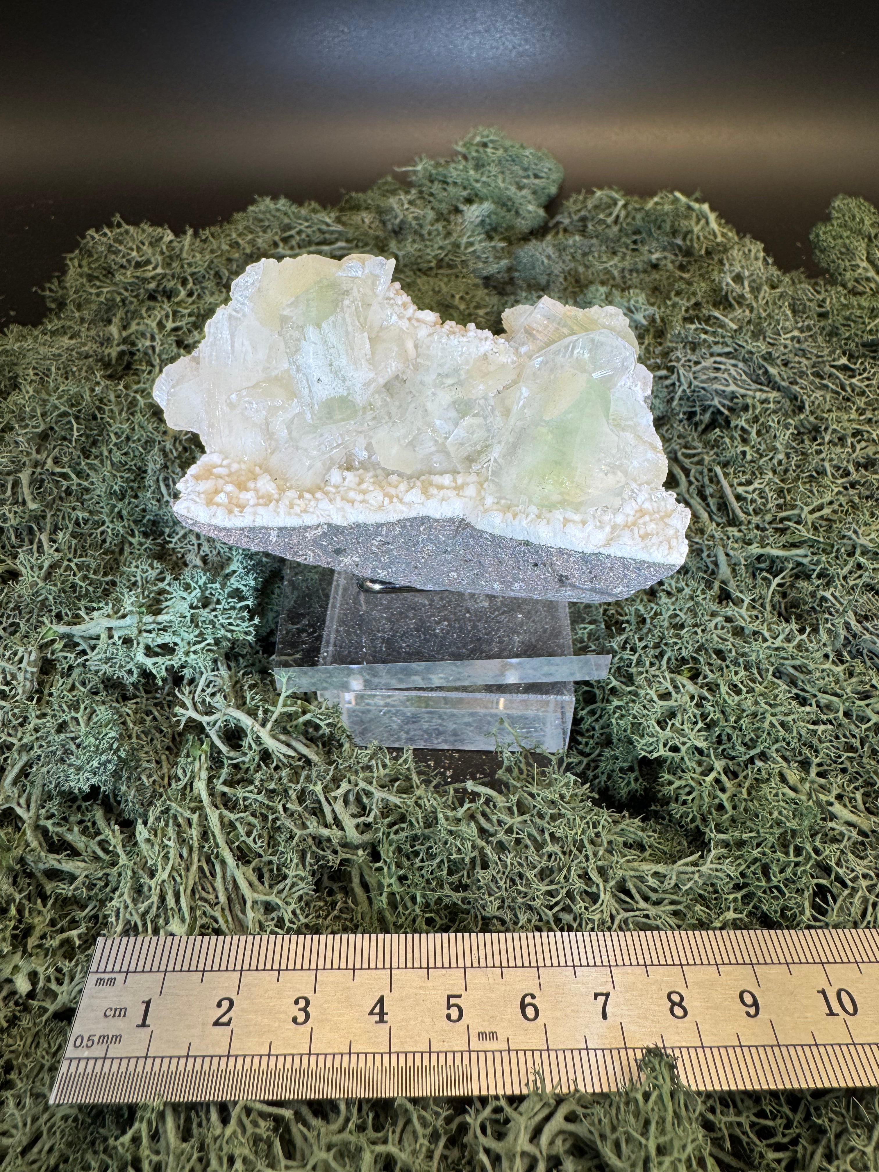 Grüner Apophyllit mit Stilbit Cluster aus Maharashtra, Nashik pune, Indien (206g) - Druzybildung - crystal paradise