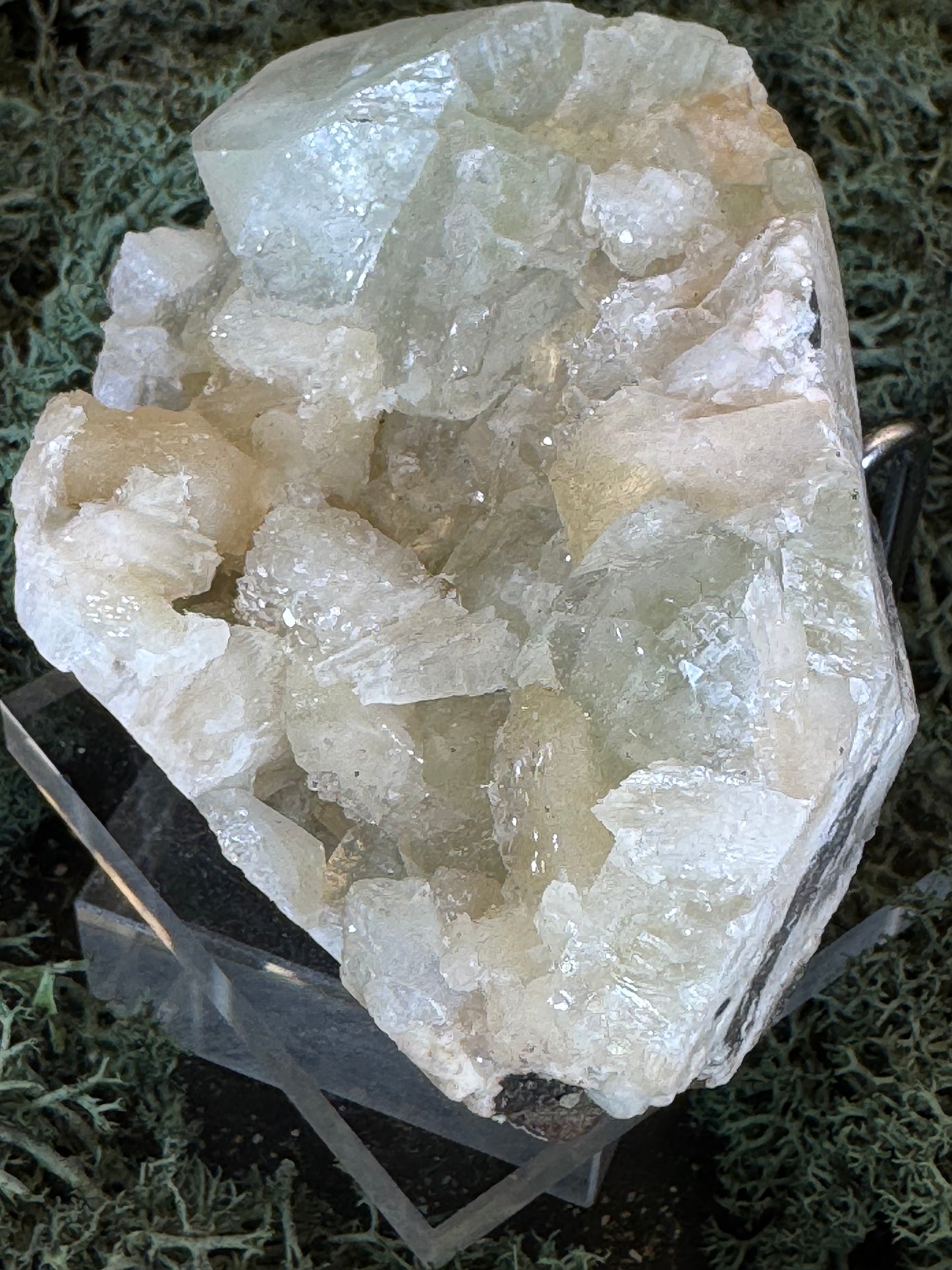 Grüner Apophyllit mit Stilbit Cluster aus Maharashtra, Nashik pune, Indien (212g) - crystal paradise