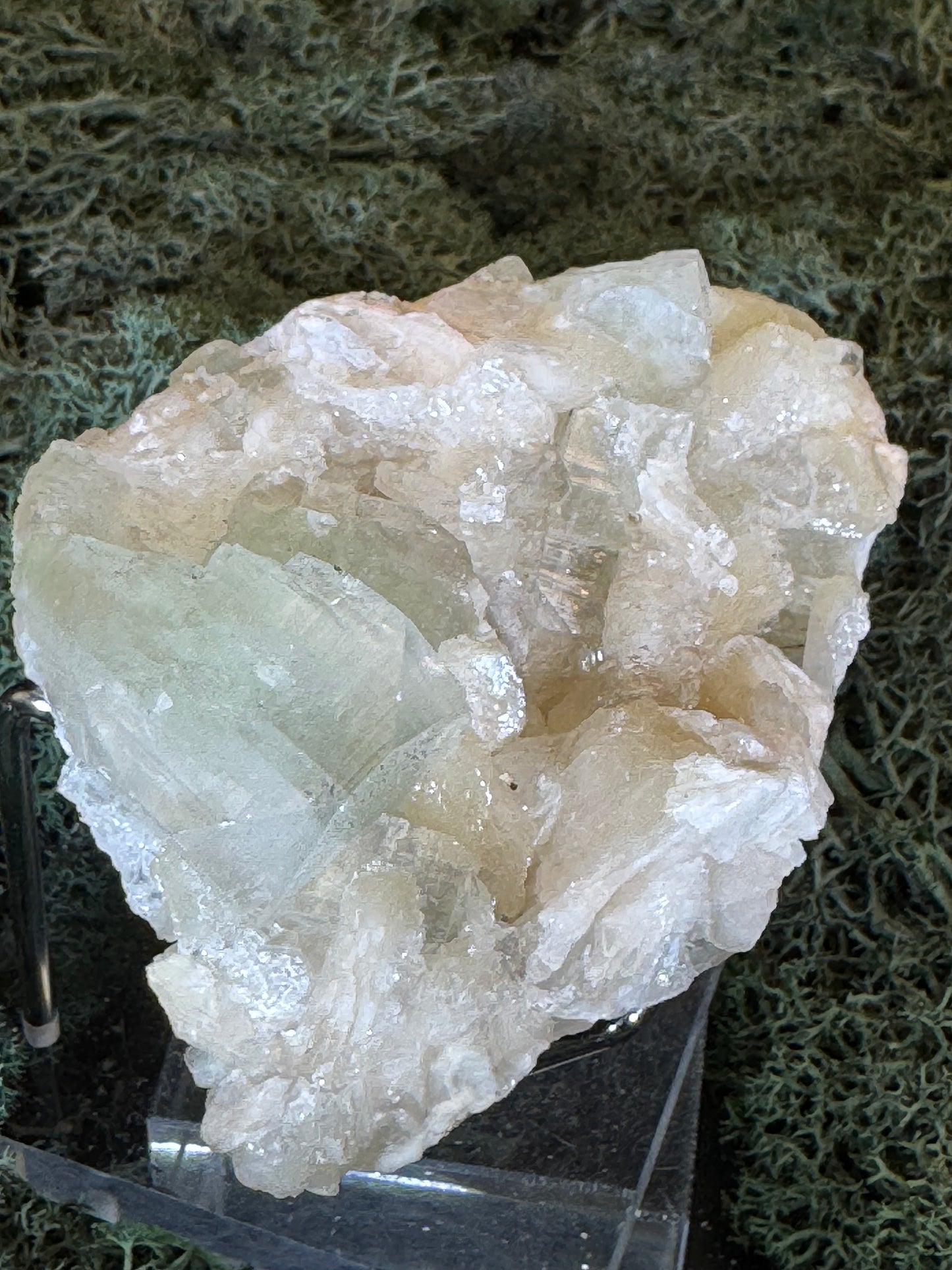 Grüner Apophyllit mit Stilbit Cluster aus Maharashtra, Nashik pune, Indien (212g) - crystal paradise