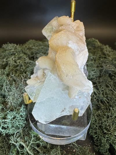 Grüner Apophyllit mit Stilbit Cluster aus Maharashtra, Nashik pune, Indien (111g) - crystal paradise