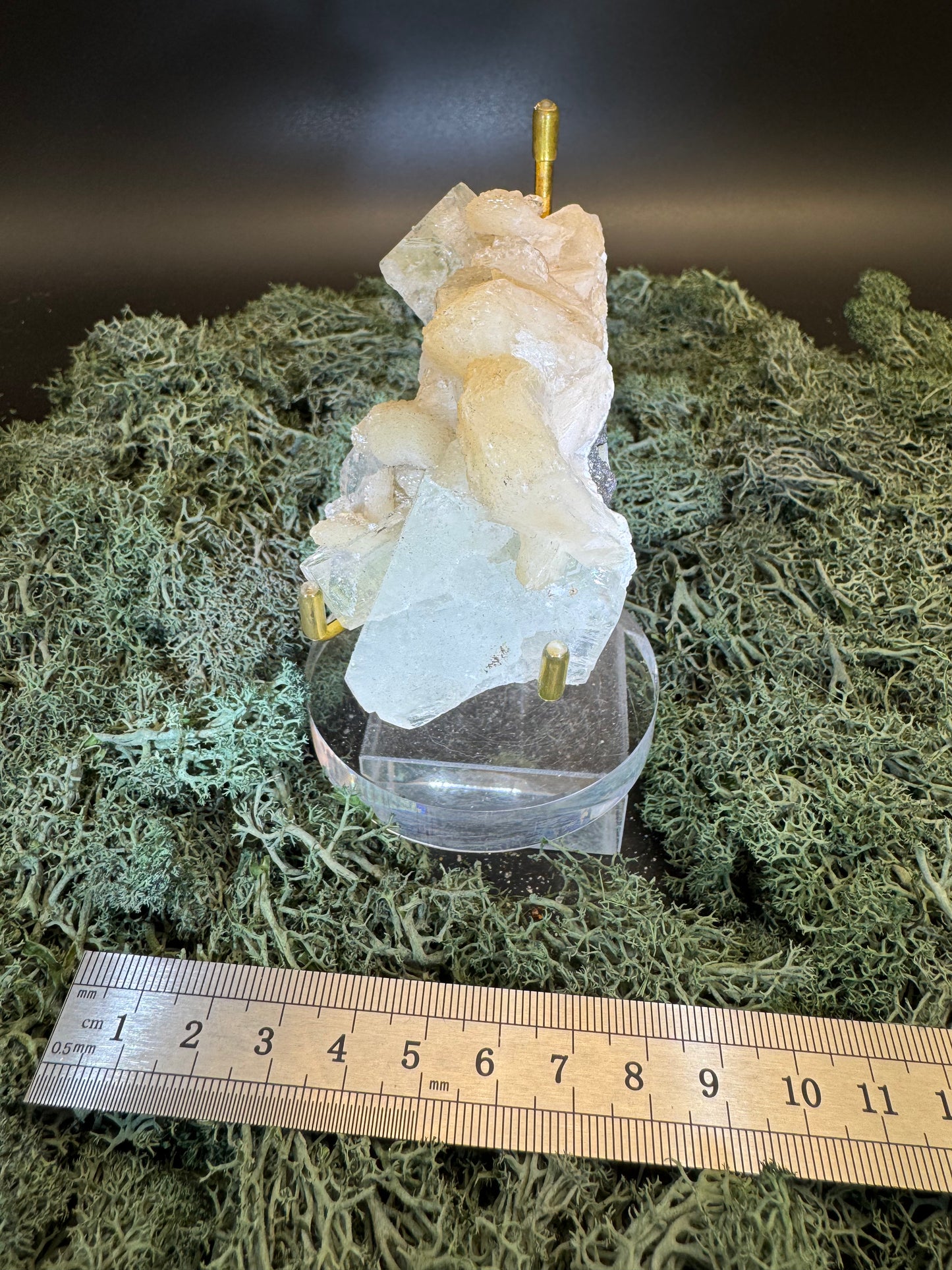 Grüner Apophyllit mit Stilbit Cluster aus Maharashtra, Nashik pune, Indien (111g) - crystal paradise