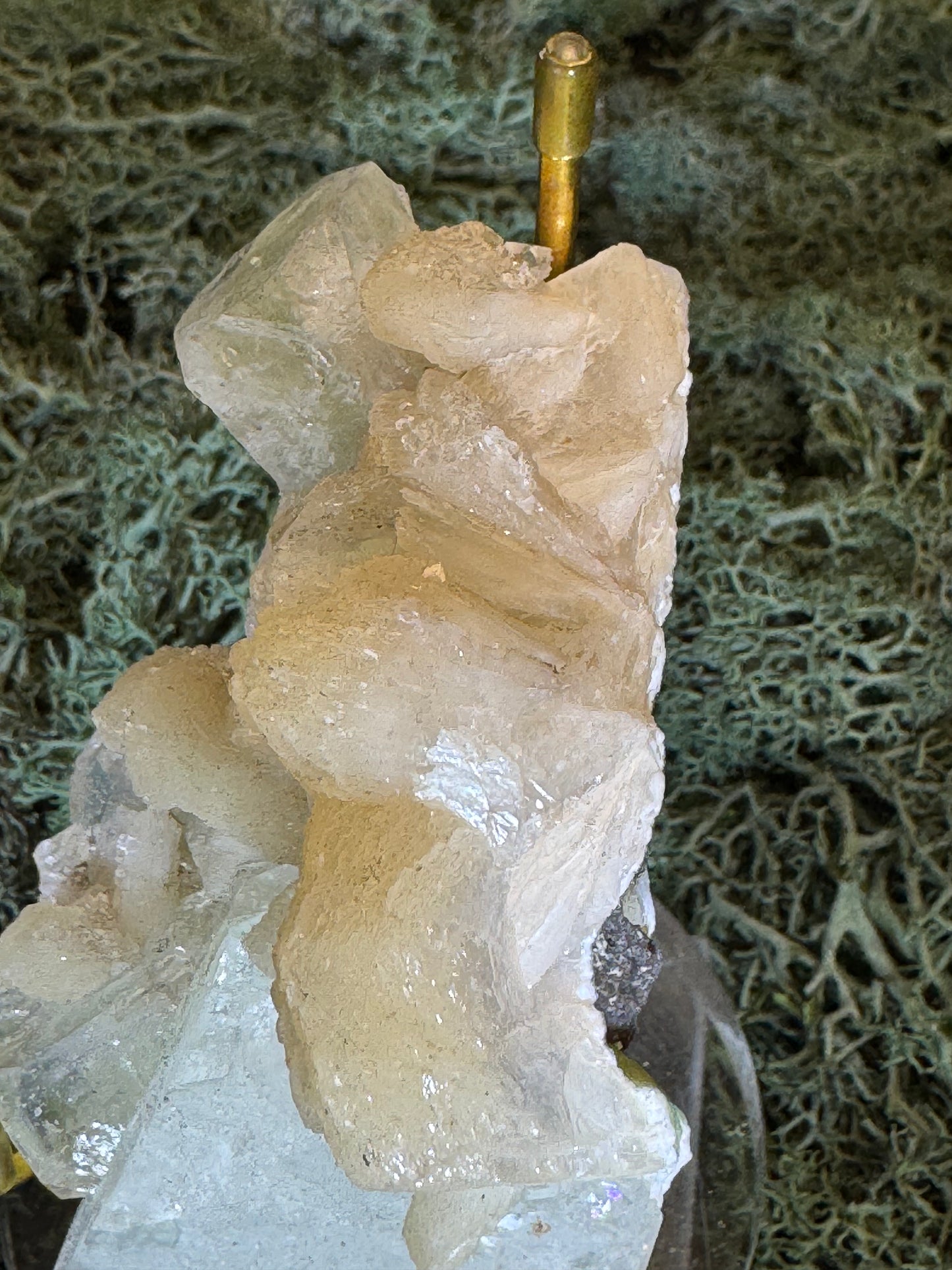 Grüner Apophyllit mit Stilbit Cluster aus Maharashtra, Nashik pune, Indien (111g) - crystal paradise