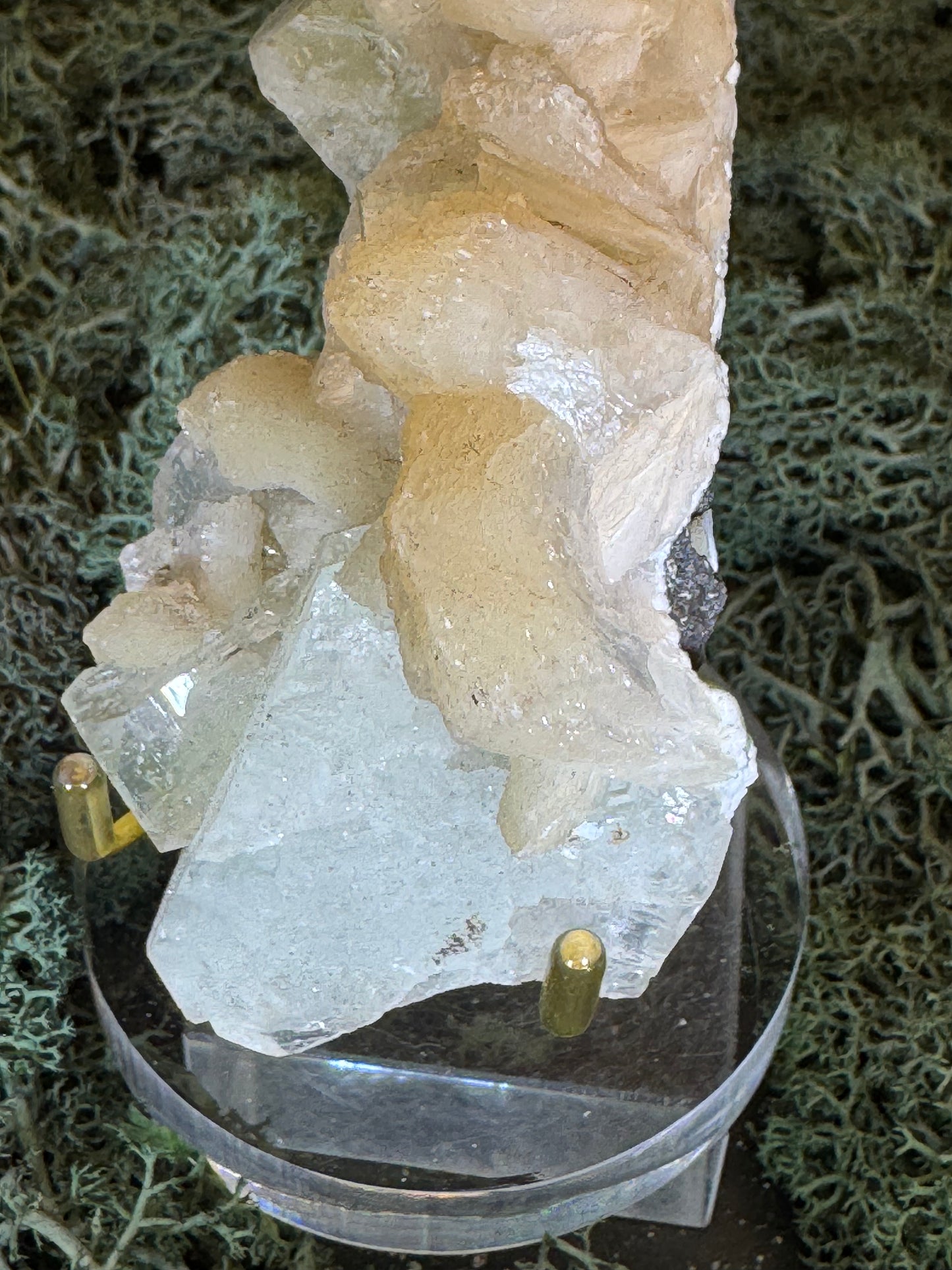 Grüner Apophyllit mit Stilbit Cluster aus Maharashtra, Nashik pune, Indien (111g) - crystal paradise
