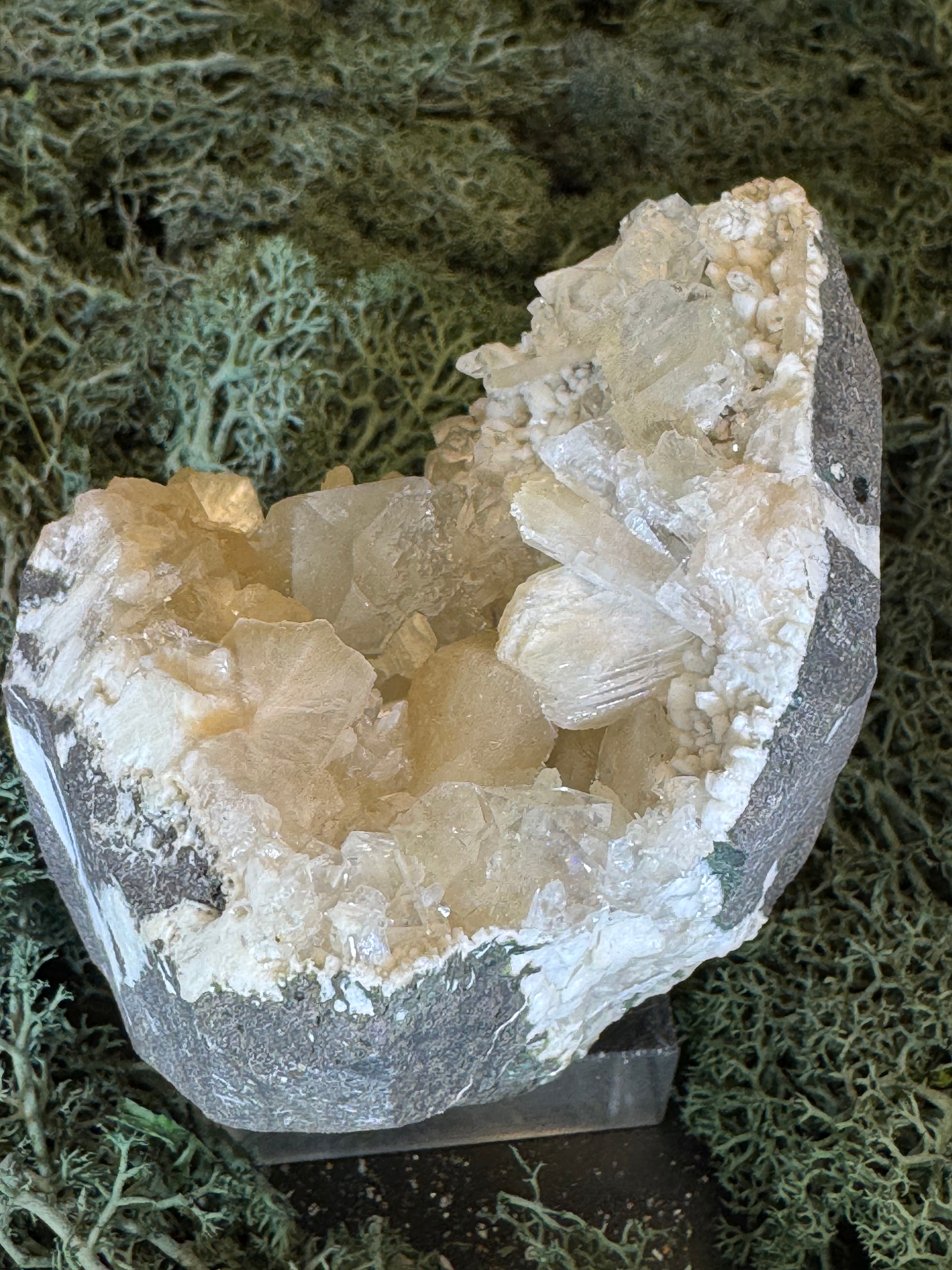 Grüner Apophyllit mit Stilbit Cluster aus Maharashtra, Nashik pune, Indien (493g) - Geodenbildung - crystal paradise