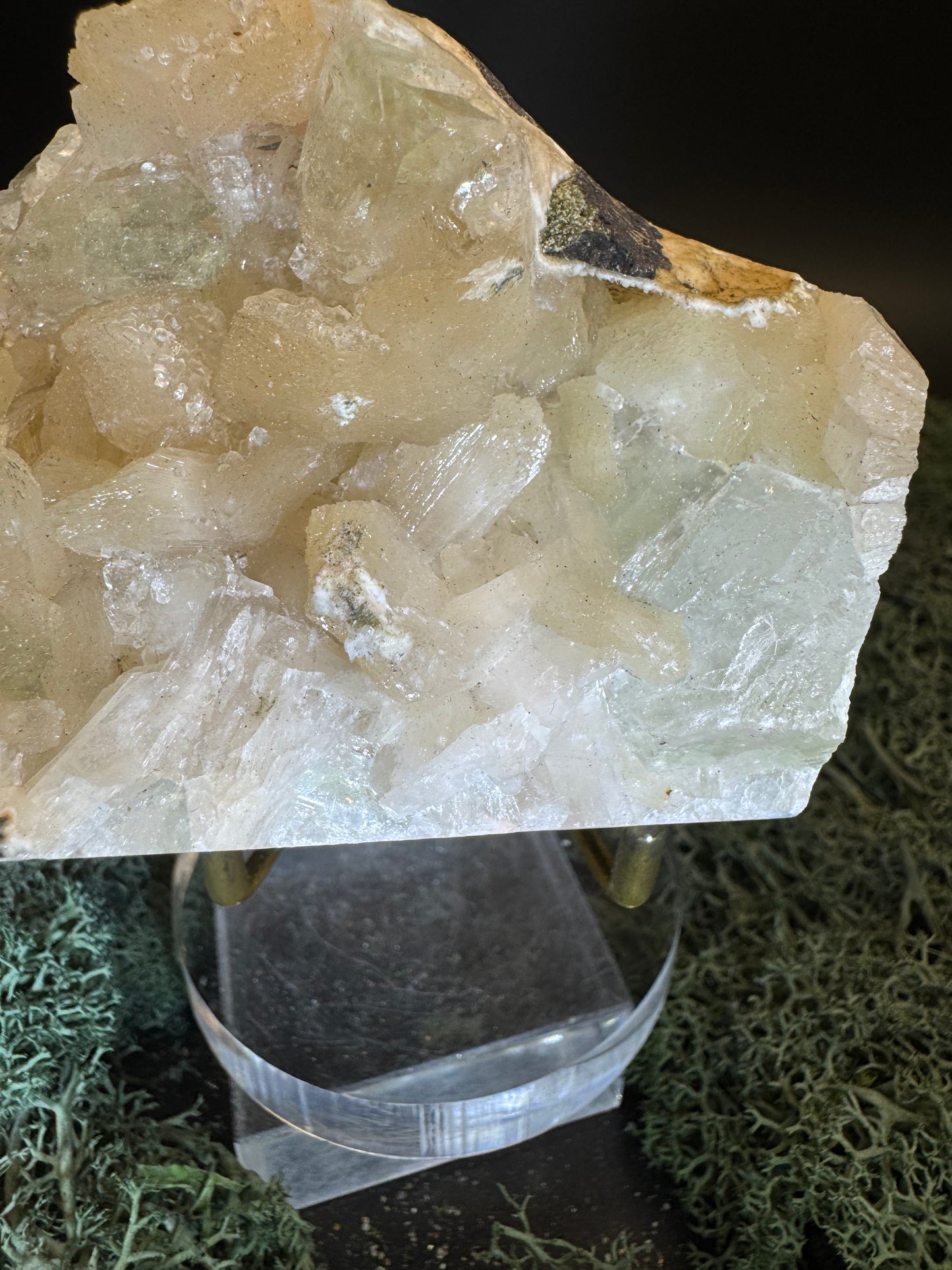 Grüner Apophyllit mit Stilbit Cluster aus Maharashtra, Nashik pune, Indien (400g) - crystal paradise