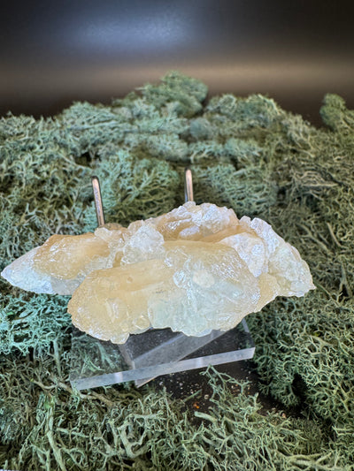 Grüner Apophyllit mit Stilbit Cluster aus Maharashtra, Nashik pune, Indien (130g) - crystal paradise