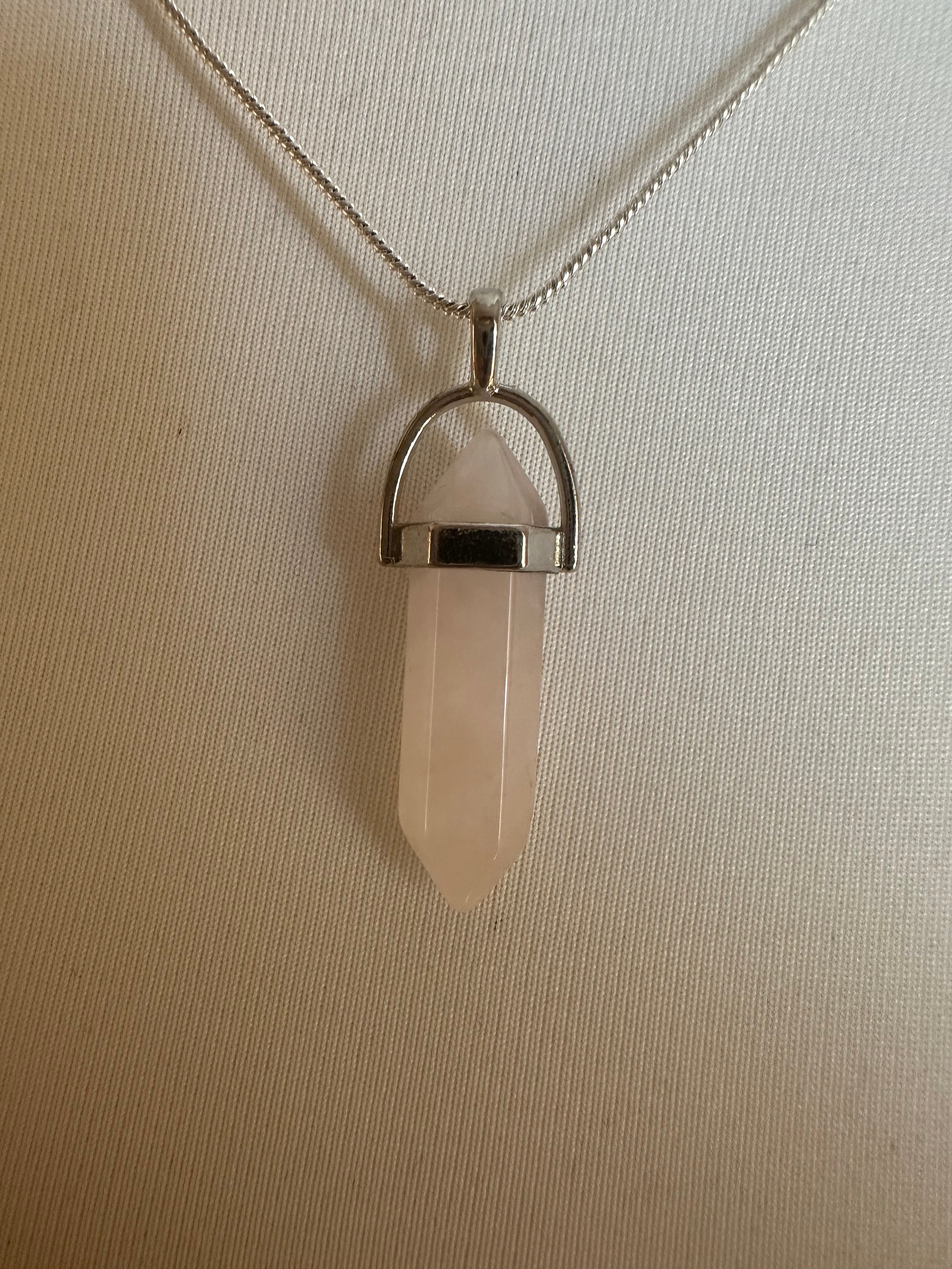 Anhänger Pendel-Doppelspitze aus Rosenquarz - 1 Stück - crystal paradise