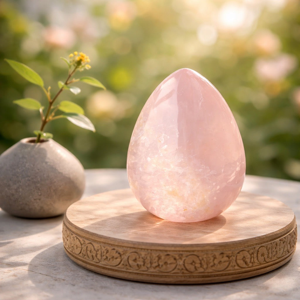 Rosenquarz Ei XL 11cm (1218g) - crystal paradise