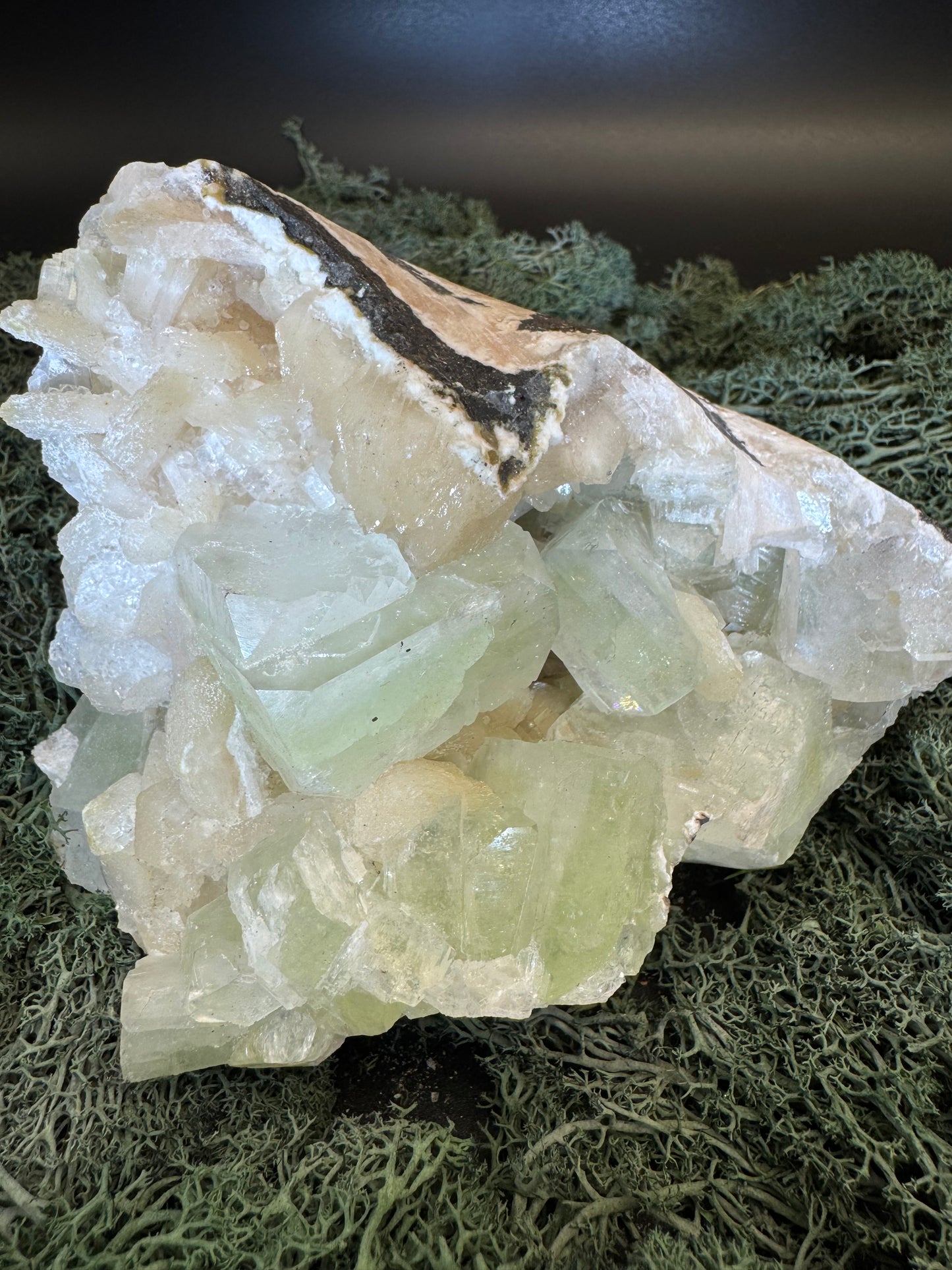 Grüner Apophyllit mit Stilbit Cluster aus Maharashtra, Nashik pune, Indien (1063g) - große Kristalle - crystal paradise