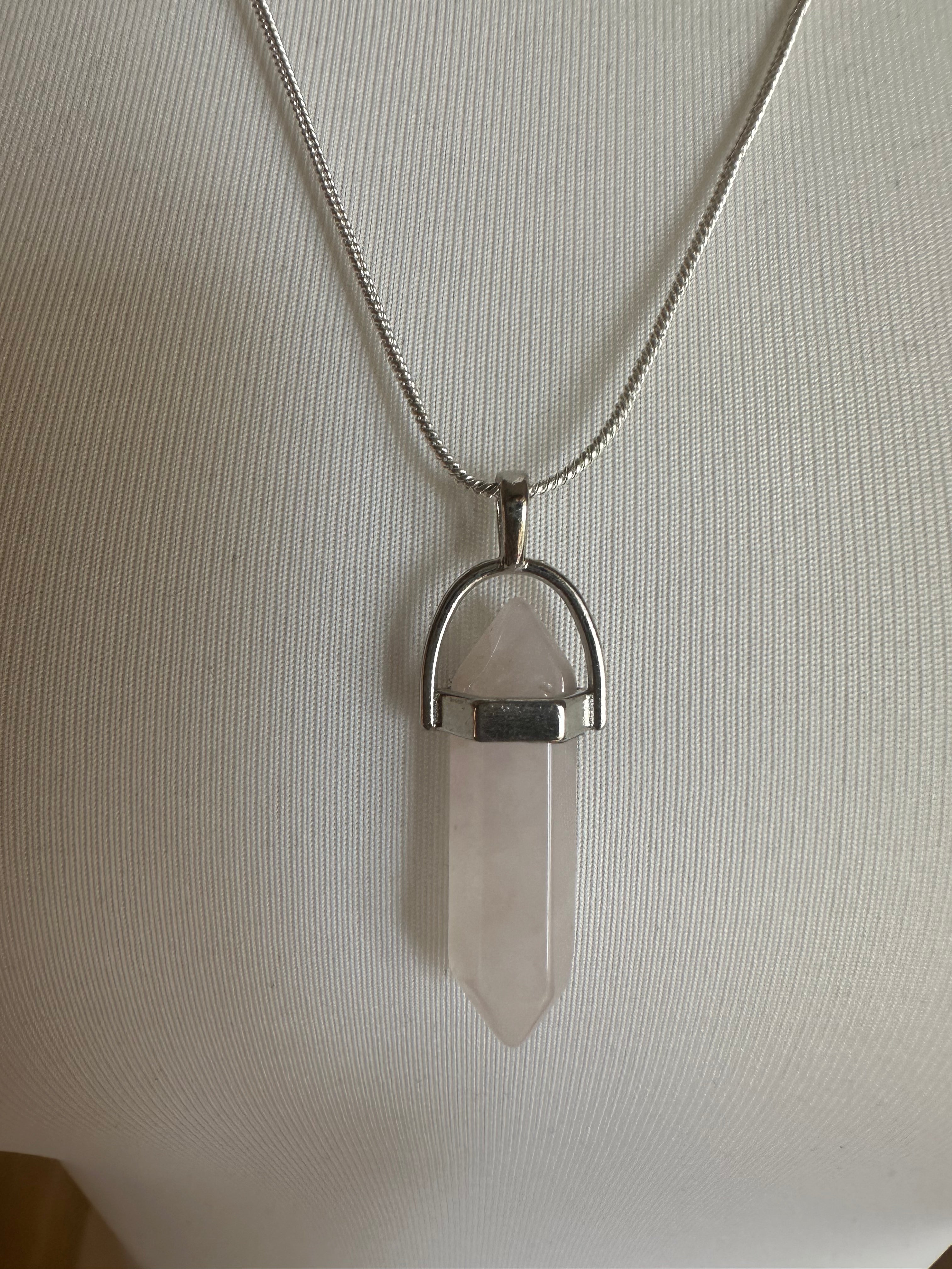 Anhänger Pendel-Doppelspitze aus Rosenquarz - 1 Stück - crystal paradise