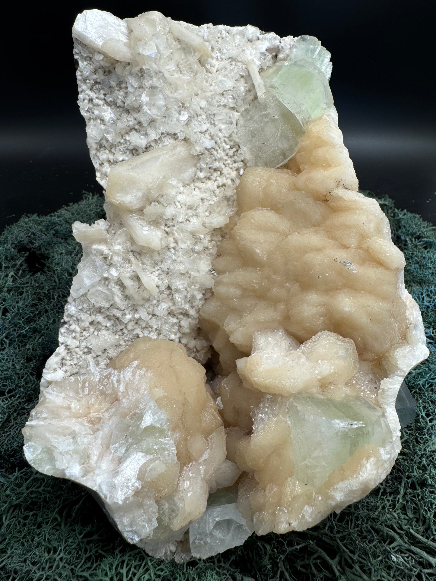 Grüner Apophyllit mit Stilbit XXL Cluster aus Maharashtra, Nashik pune, Indien (2991g)