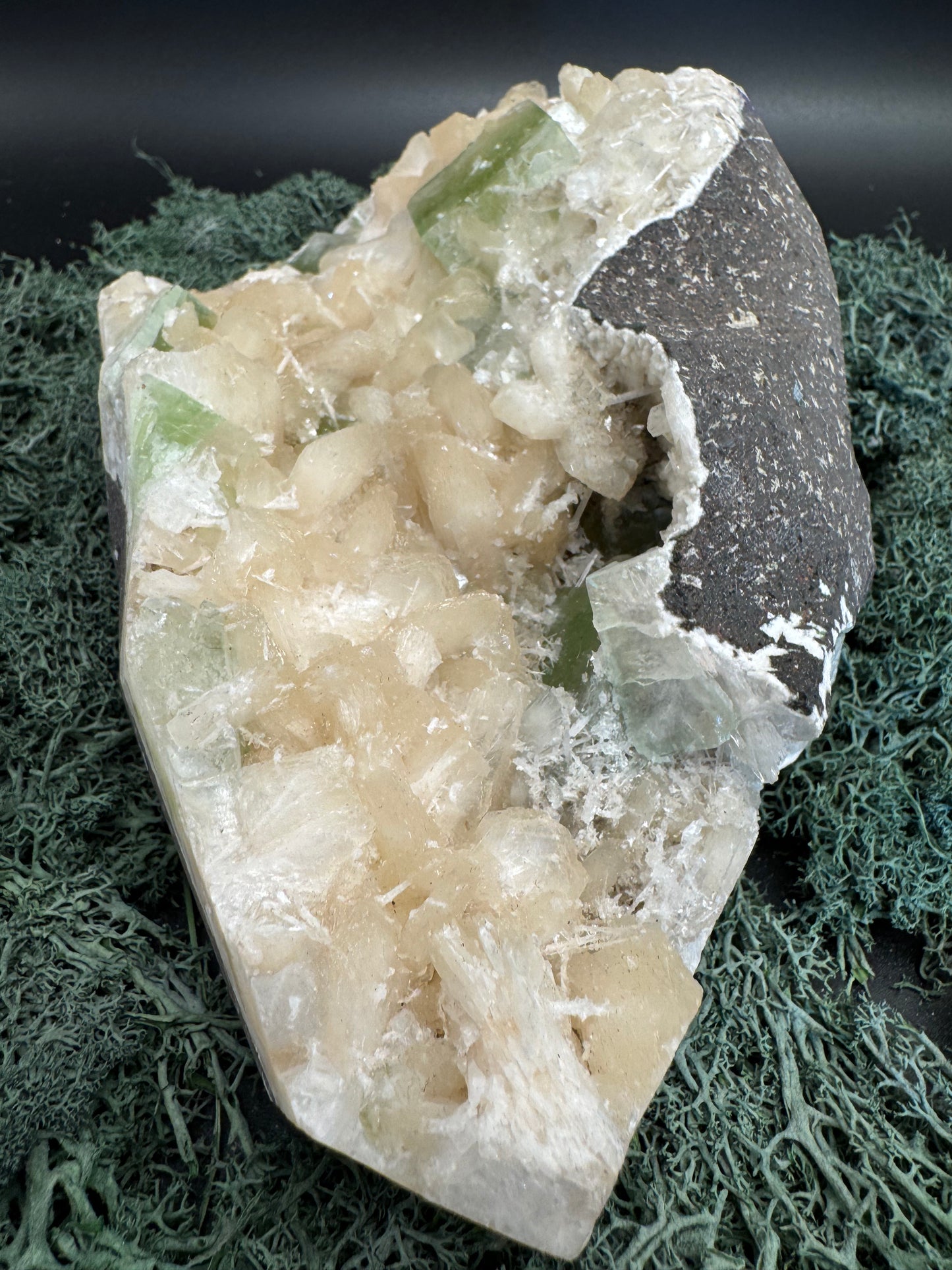 Grüner Apophyllit mit Stilbit XL Cluster aus Maharashtra, Nashik pune, Indien (1969g) - crystal paradise